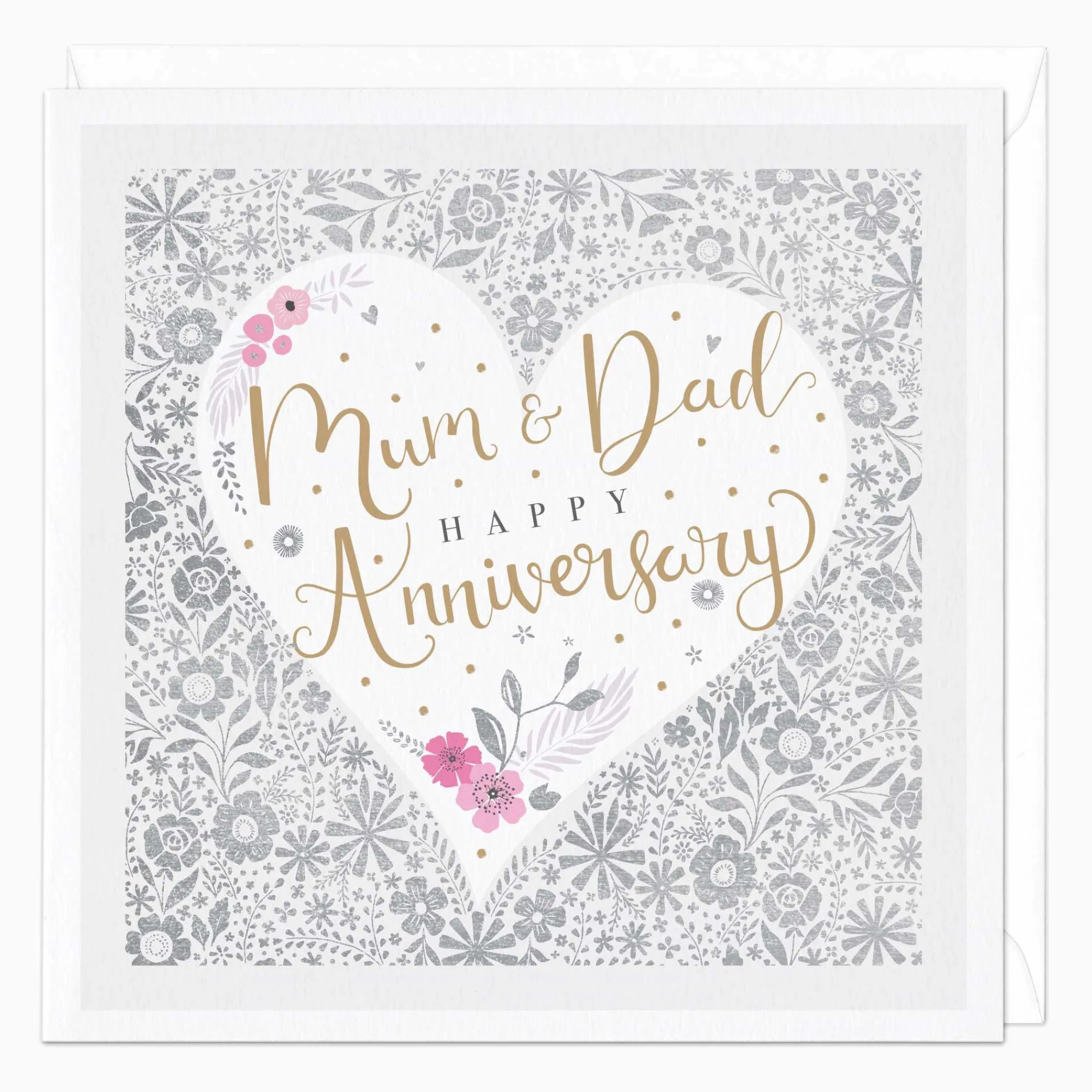 Anniversary*Whistlefish Mum And Dad Heart Anniversary Card