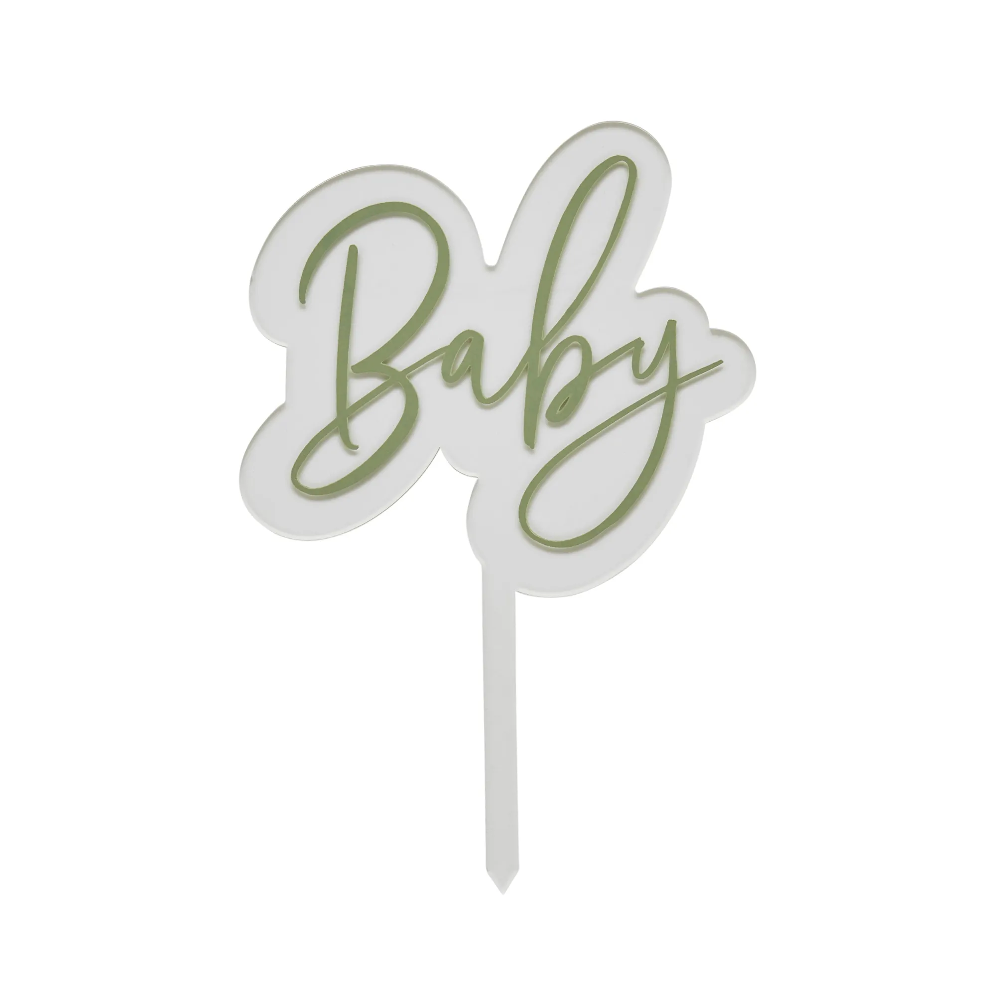 Cake Topper|Baby Shower*Whistlefish Neutral Sage 'Baby' Acrylic Cake Topper