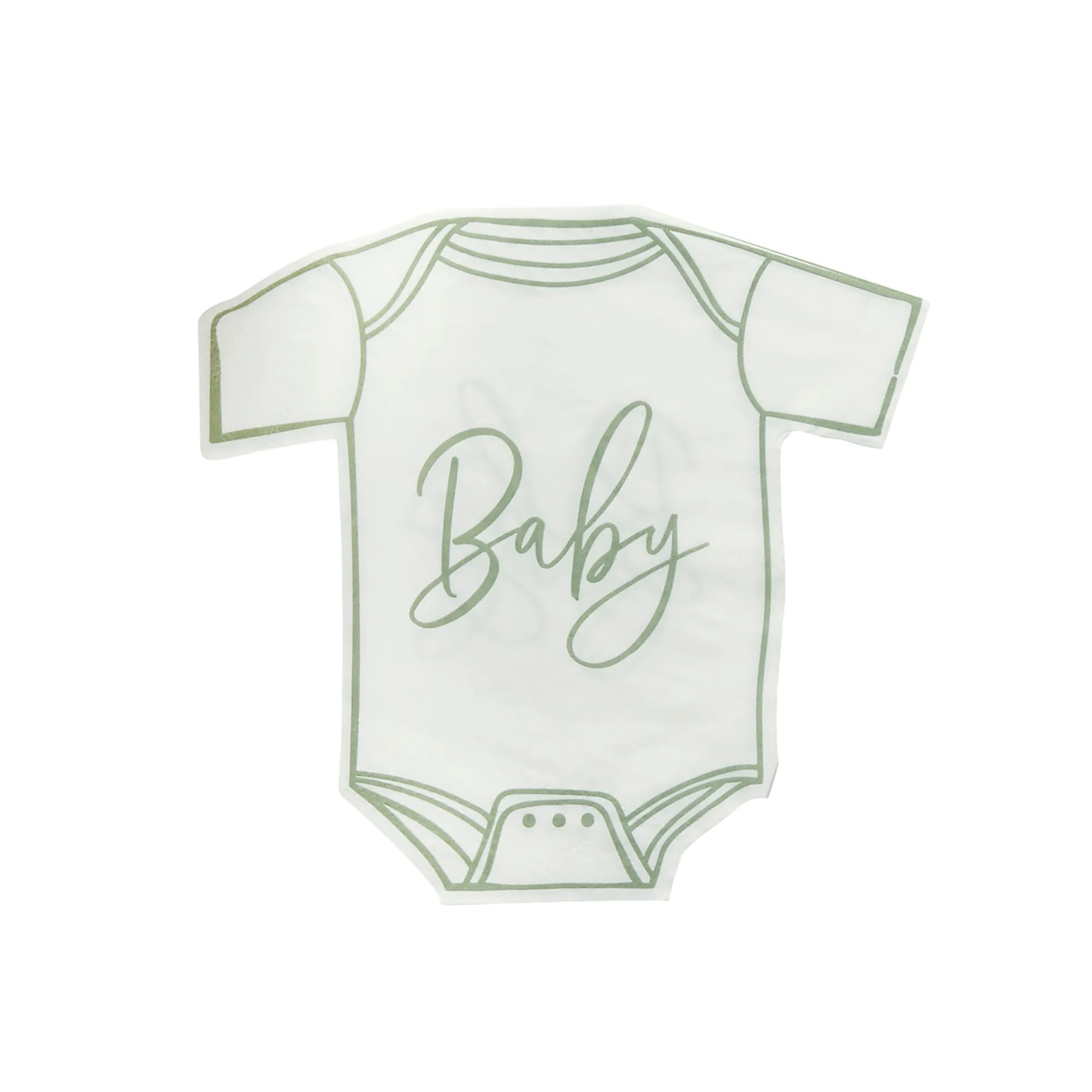 Napkins|Baby Shower*Whistlefish Neutral Sage Babygrow Paper Napkins 16pc