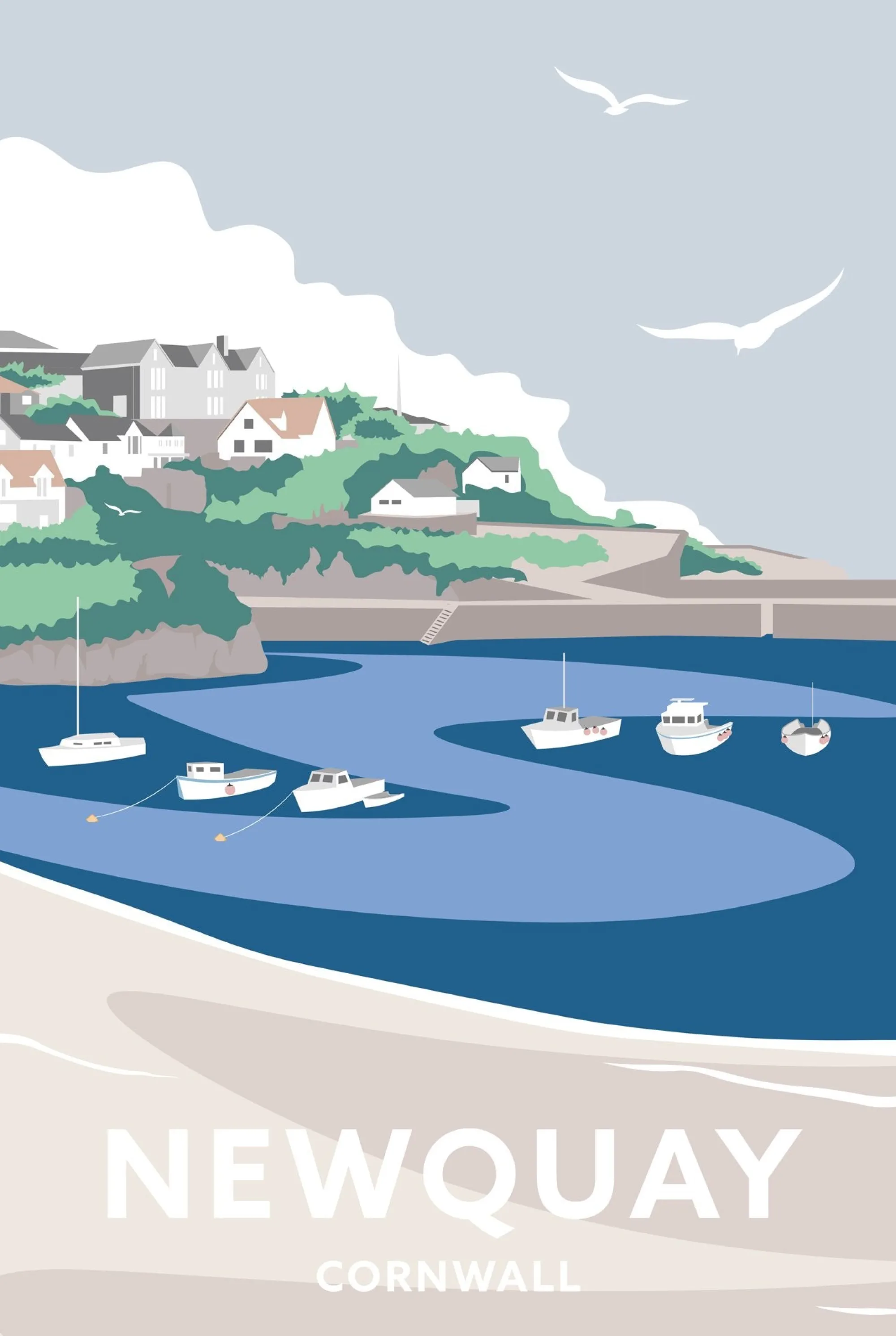 Unframed Prints*Whistlefish Newquay Harbour Cornwall Travel Art Print