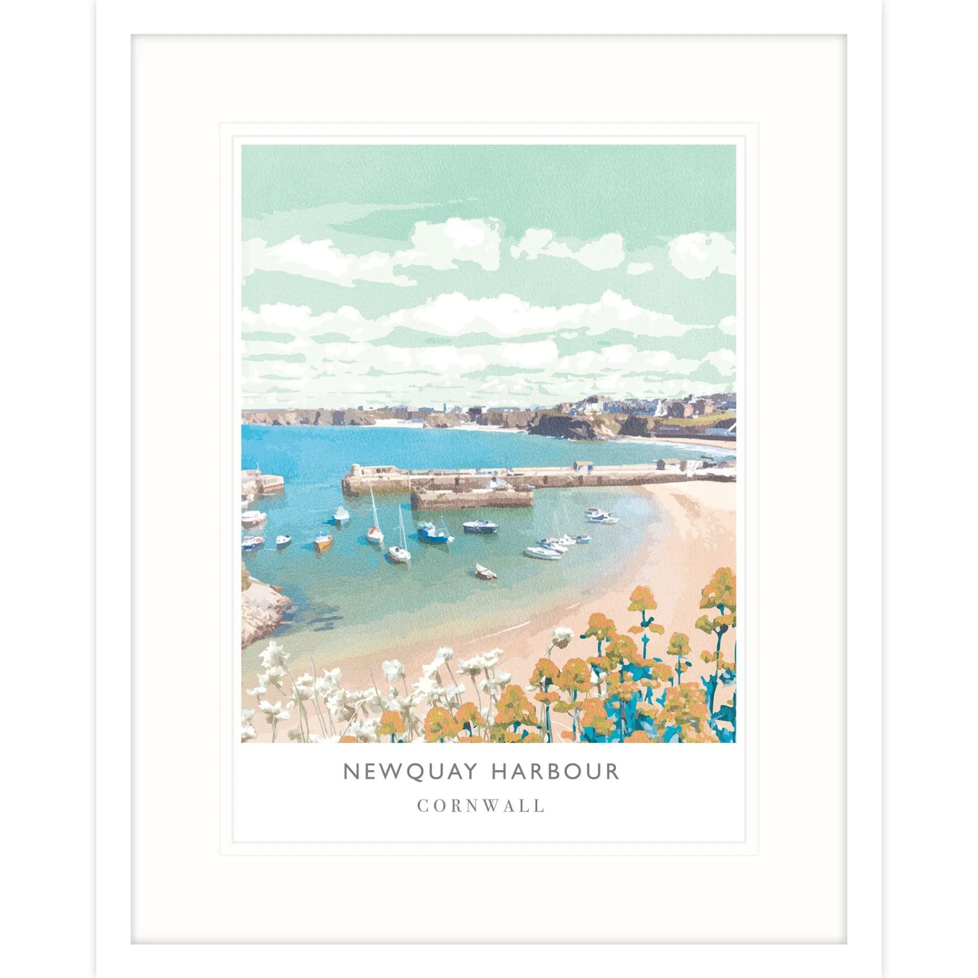 Newquay|Cornwall*Whistlefish Newquay Harbour Large Framed Print