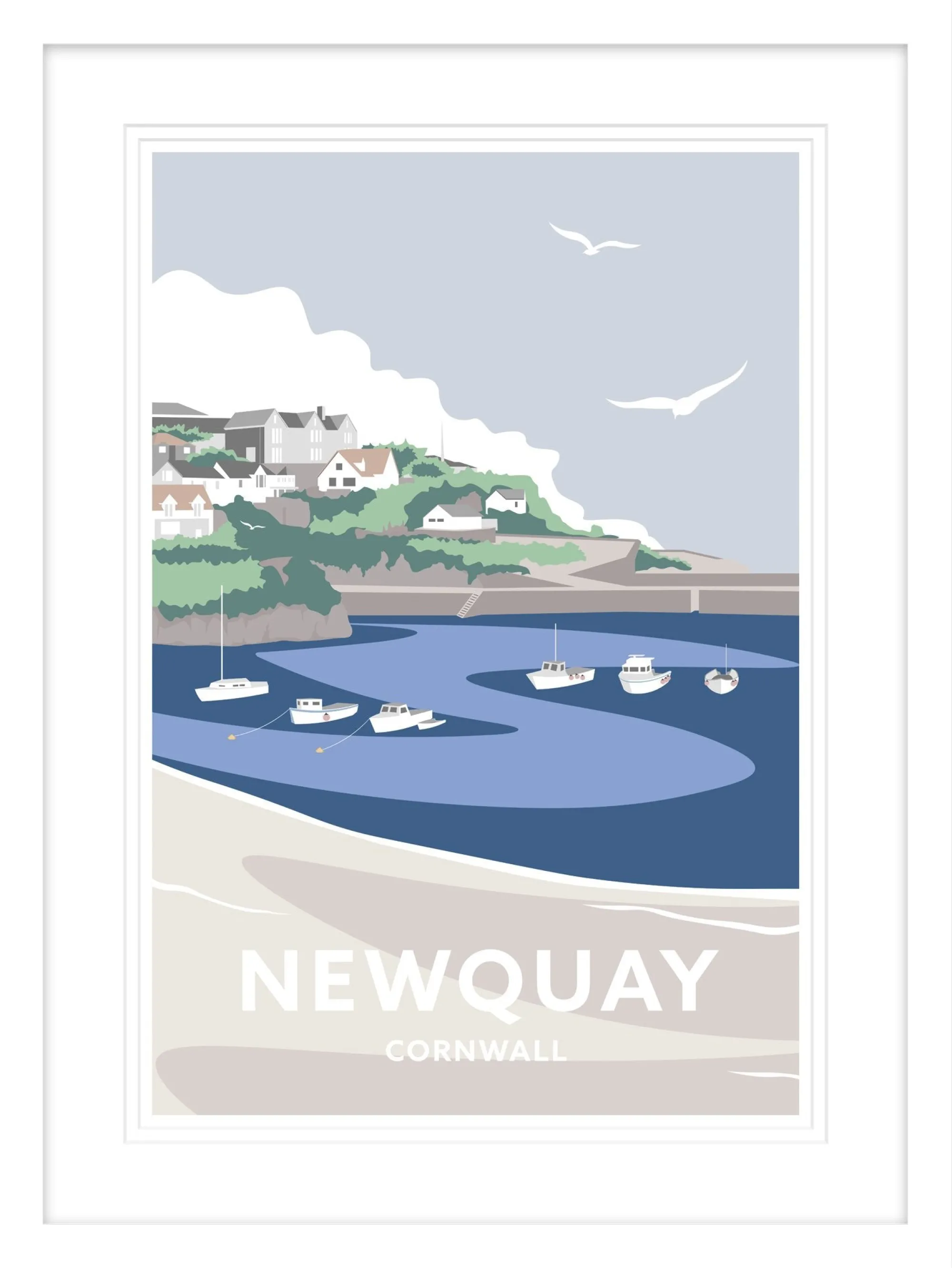 Newquay|Cornwall*Whistlefish Newquay Harbour Small Framed Print