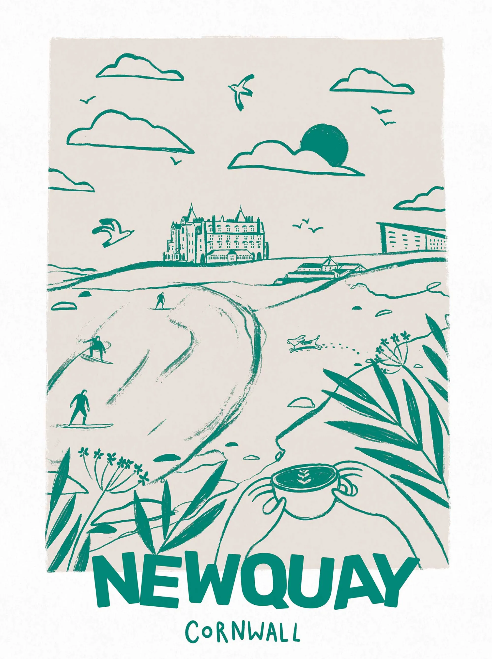 Newquay|Cornwall*Whistlefish Newquay Large Framed Print
