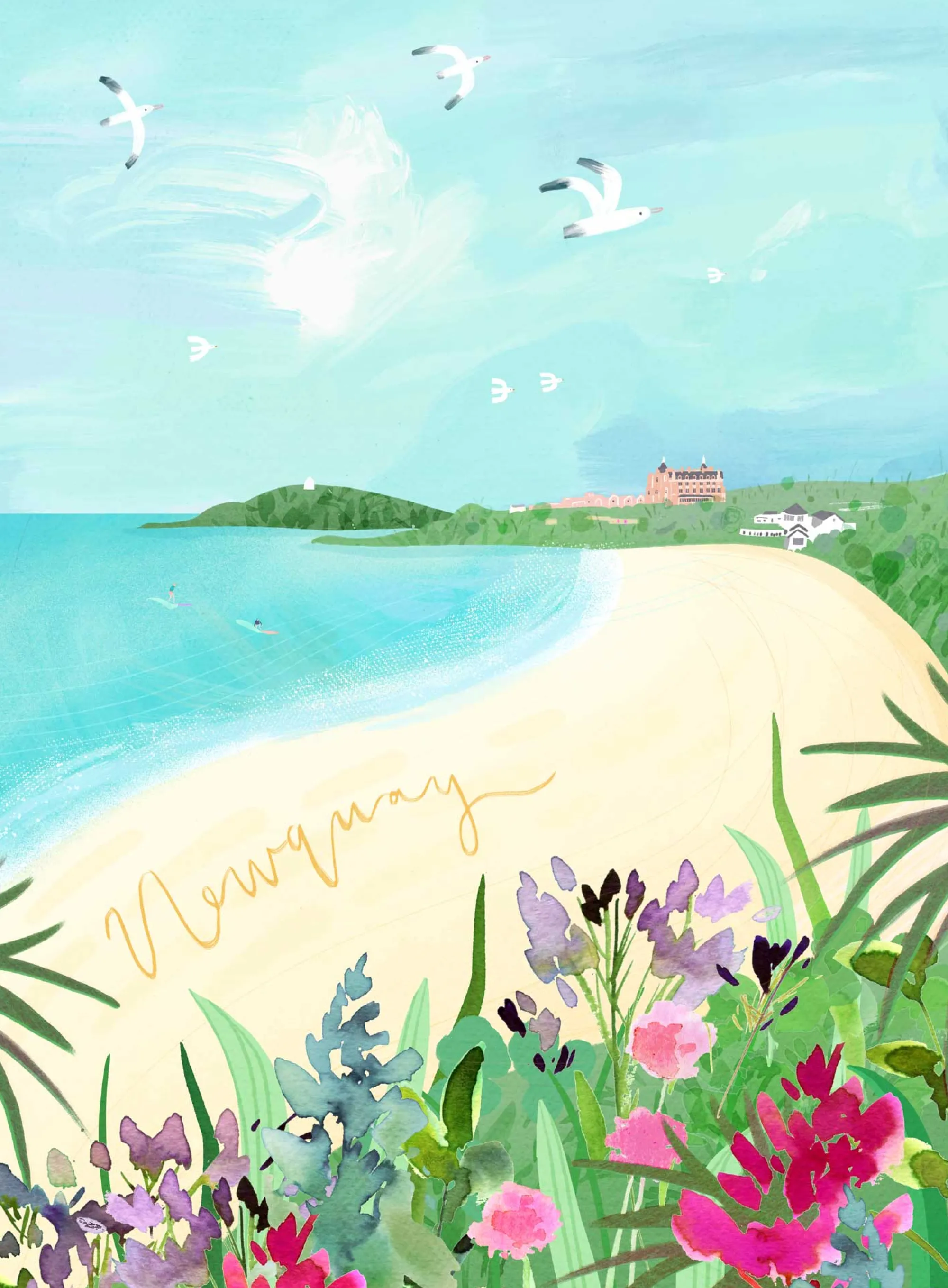 Unframed Prints*Whistlefish Newquay Med Art Print
