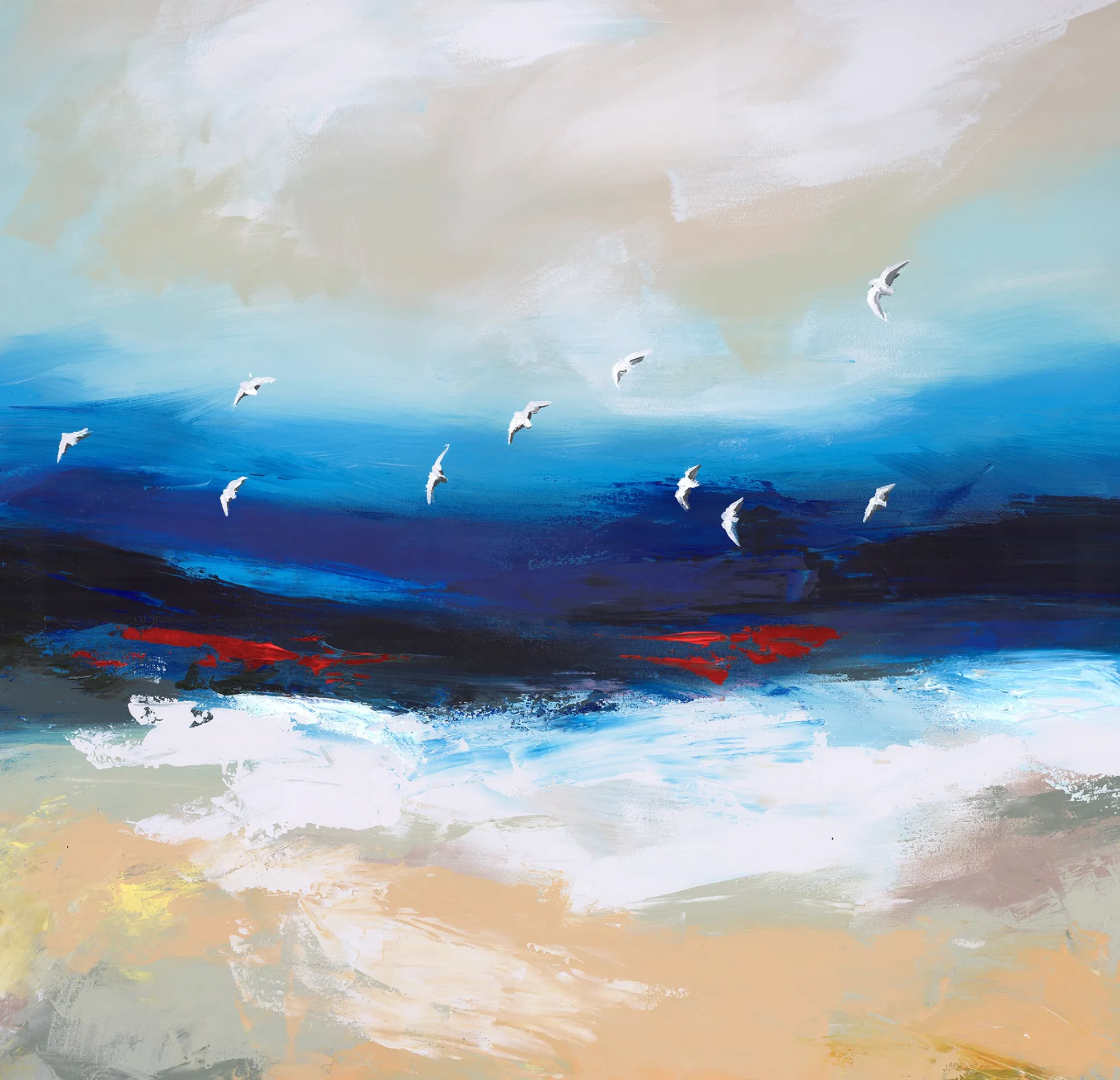 Coastal Scenes|Framed Canvas*Whistlefish Ocean's Ember Large Framed Canvas