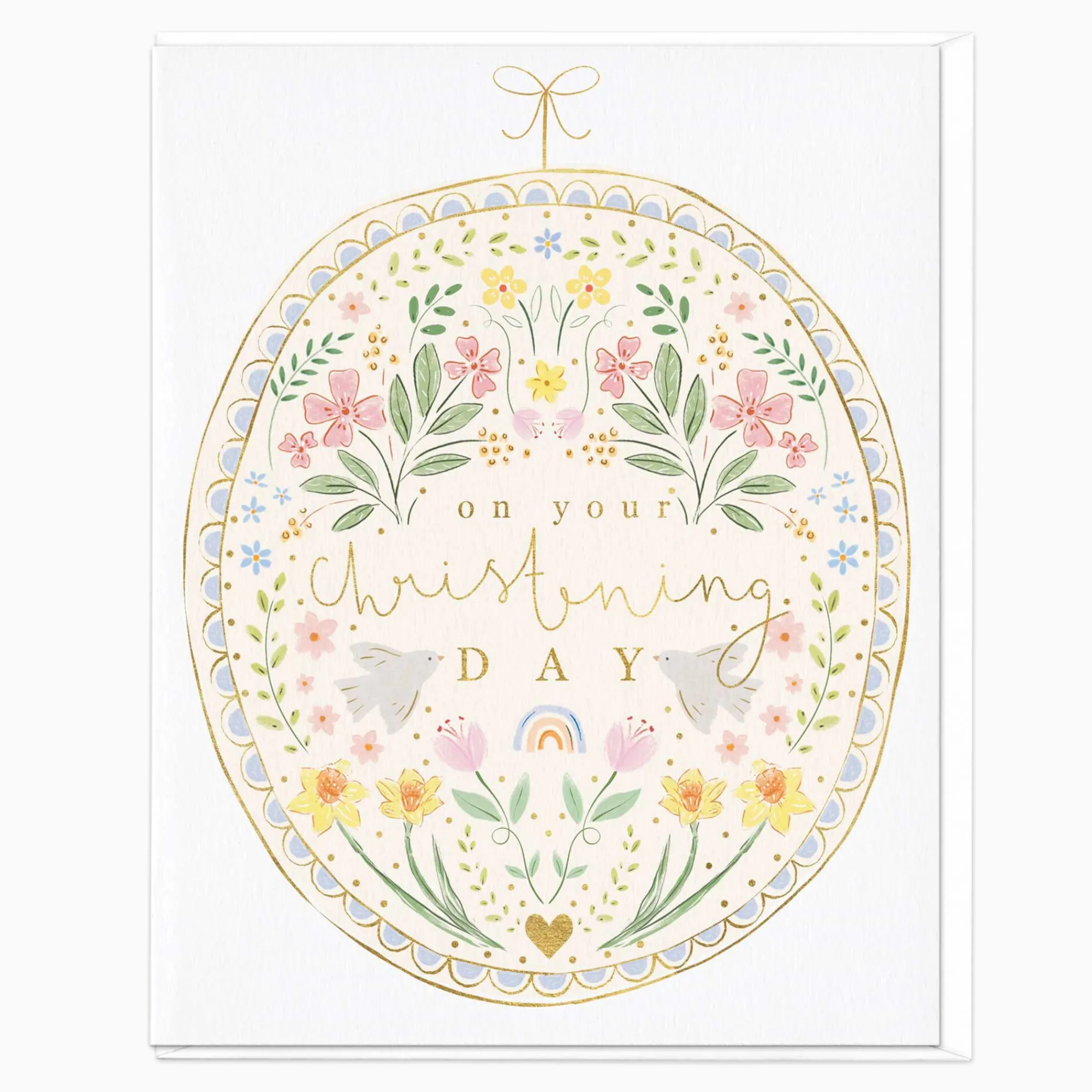 Christening*Whistlefish On Your Christening Day Floral Card