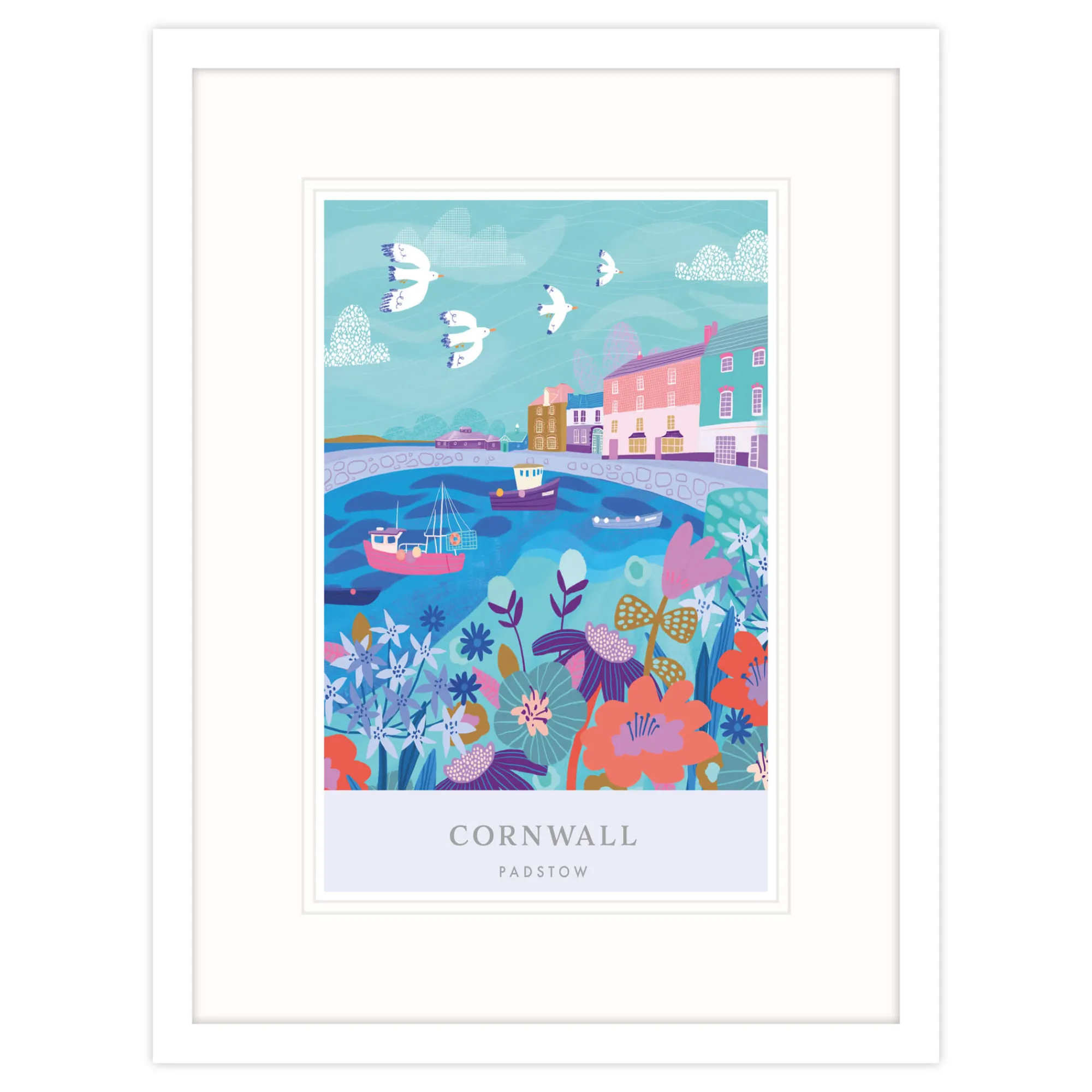 Padstow|Cornwall*Whistlefish Padstow Brights Large Framed Print