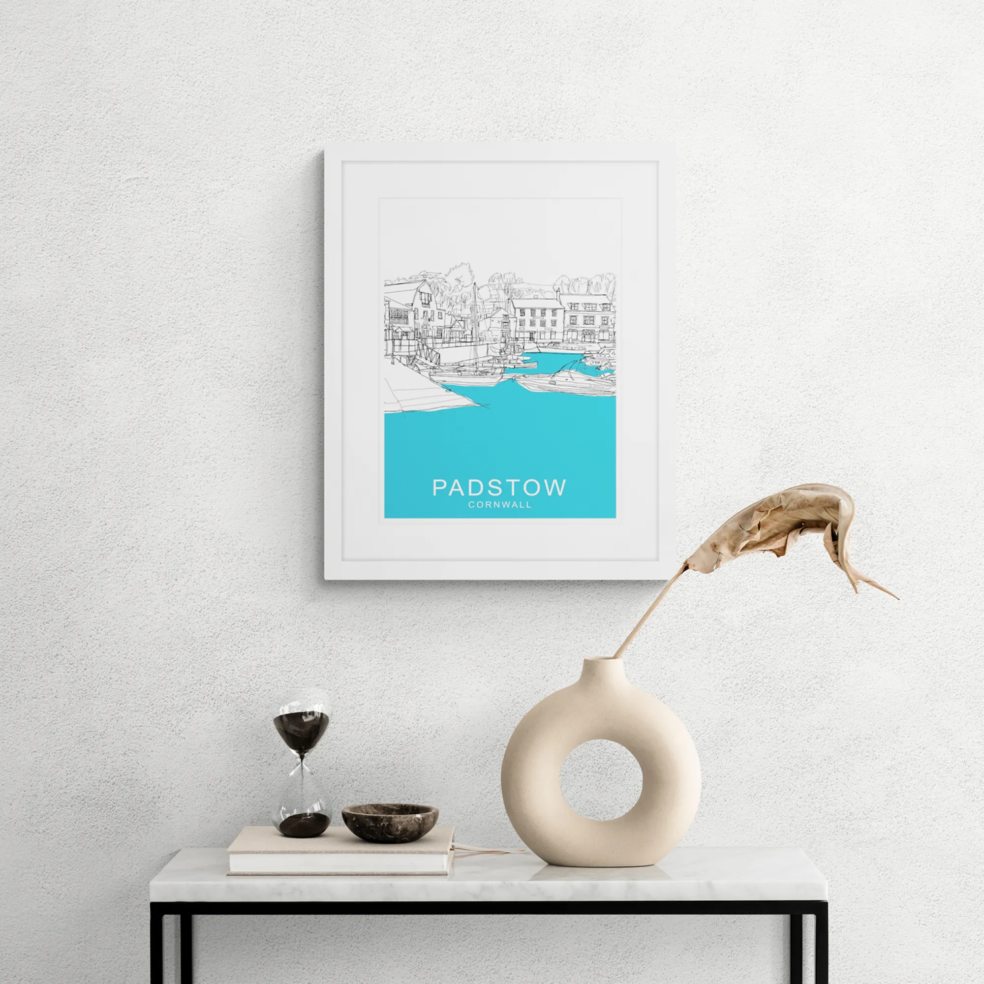 Padstow|Framed Prints*Whistlefish Padstow Cornwall Blue Framed Print