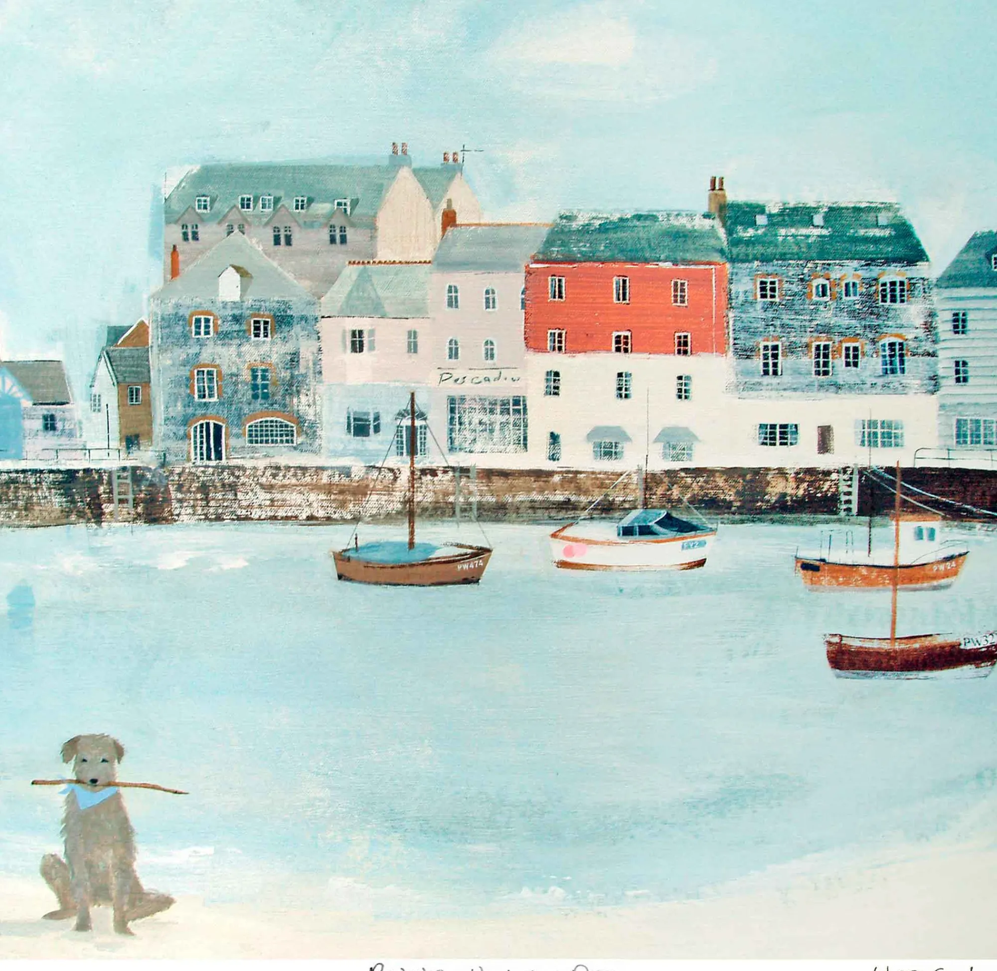 Unframed Prints*Whistlefish Padstow Harbour Dog Art Print