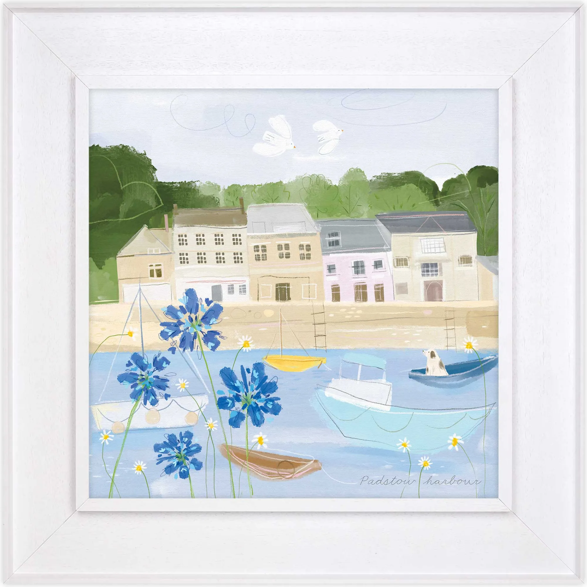 Padstow|Floral & Flowers*Whistlefish Padstow Harbour Tray Framed Canvas