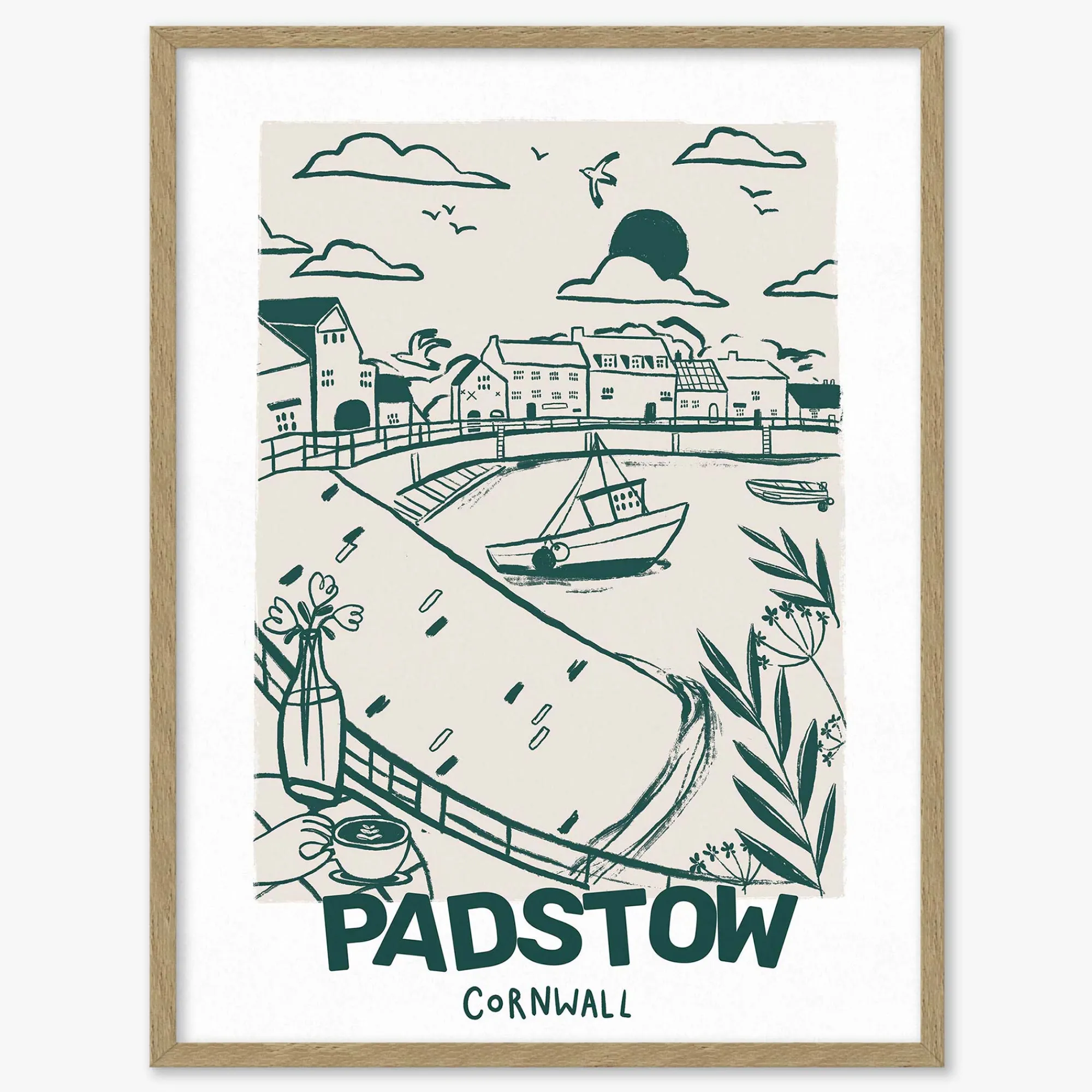 Padstow|Cornwall*Whistlefish Padstow Large Framed Print