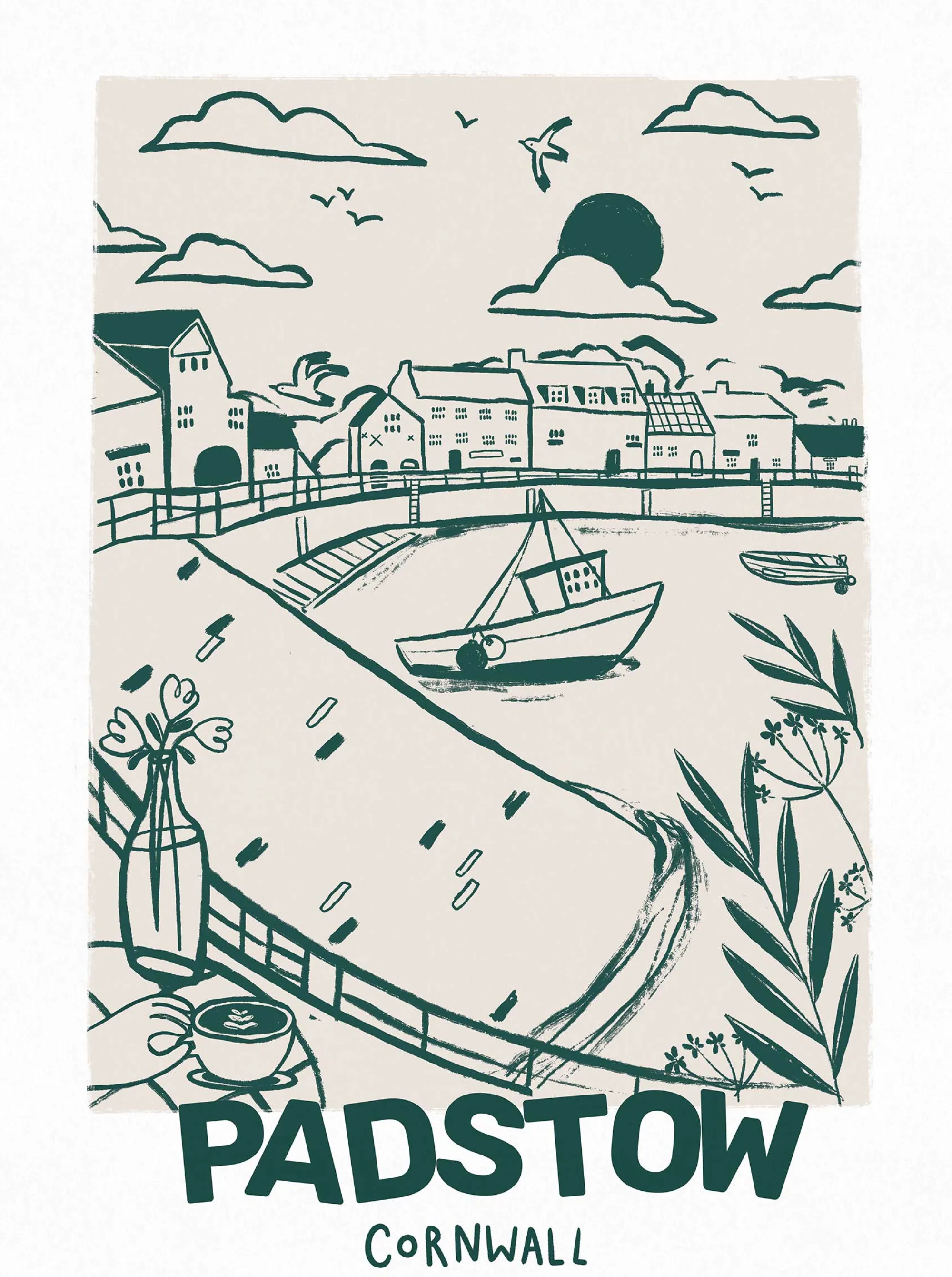 Padstow|Cornwall*Whistlefish Padstow Large Framed Print