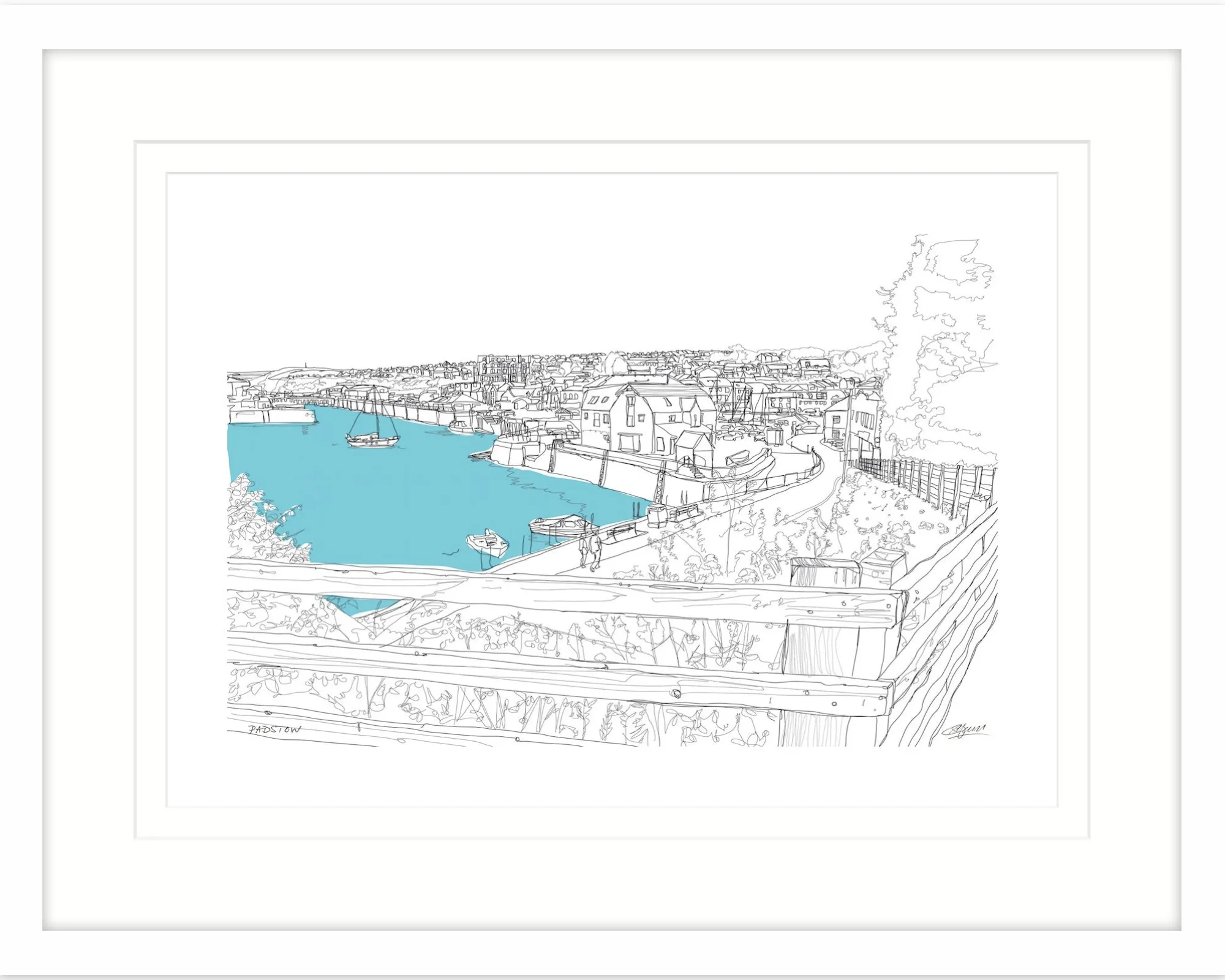 Padstow|Cornwall*Whistlefish Padstow Large Framed Print