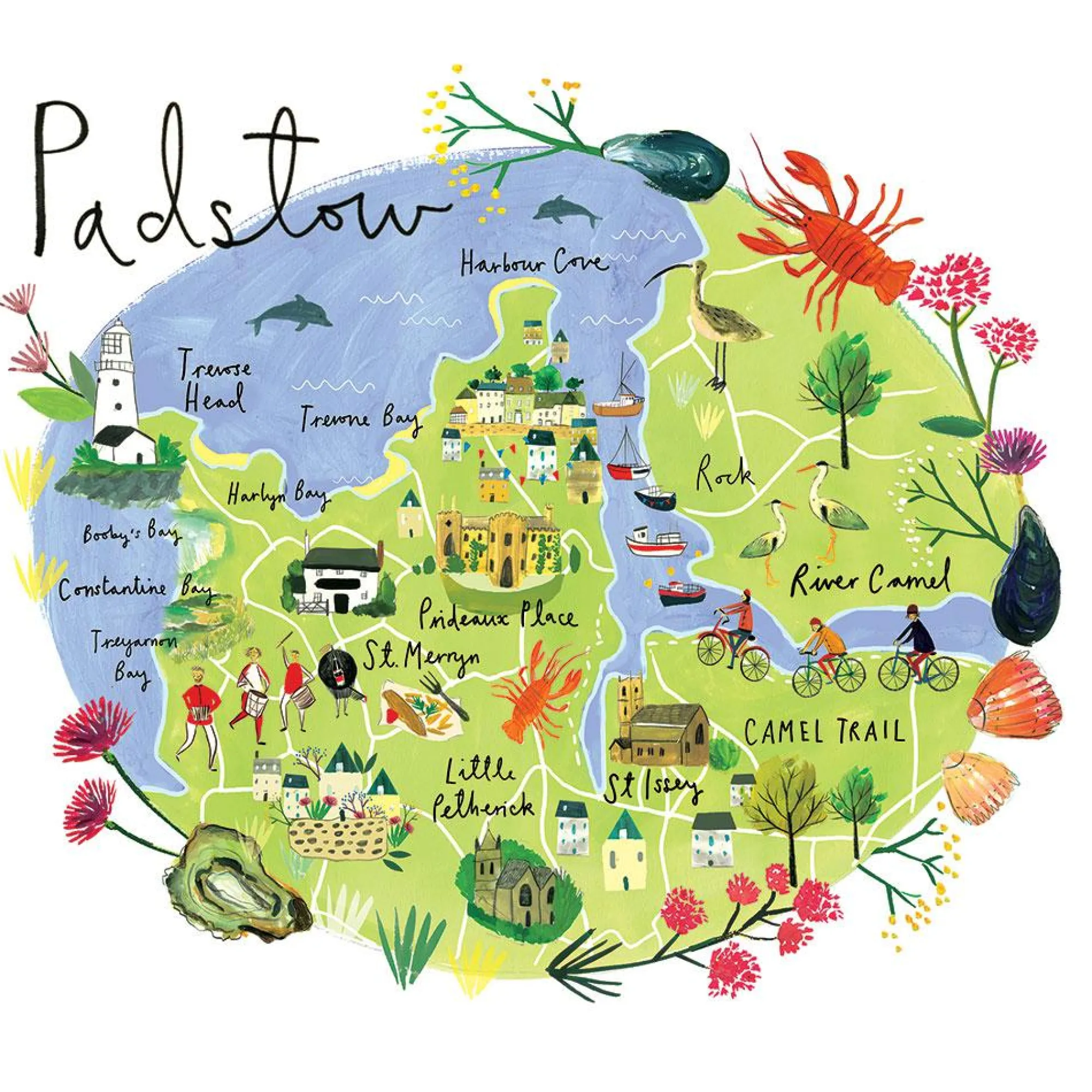 Unframed Prints*Whistlefish Padstow Map Art Print