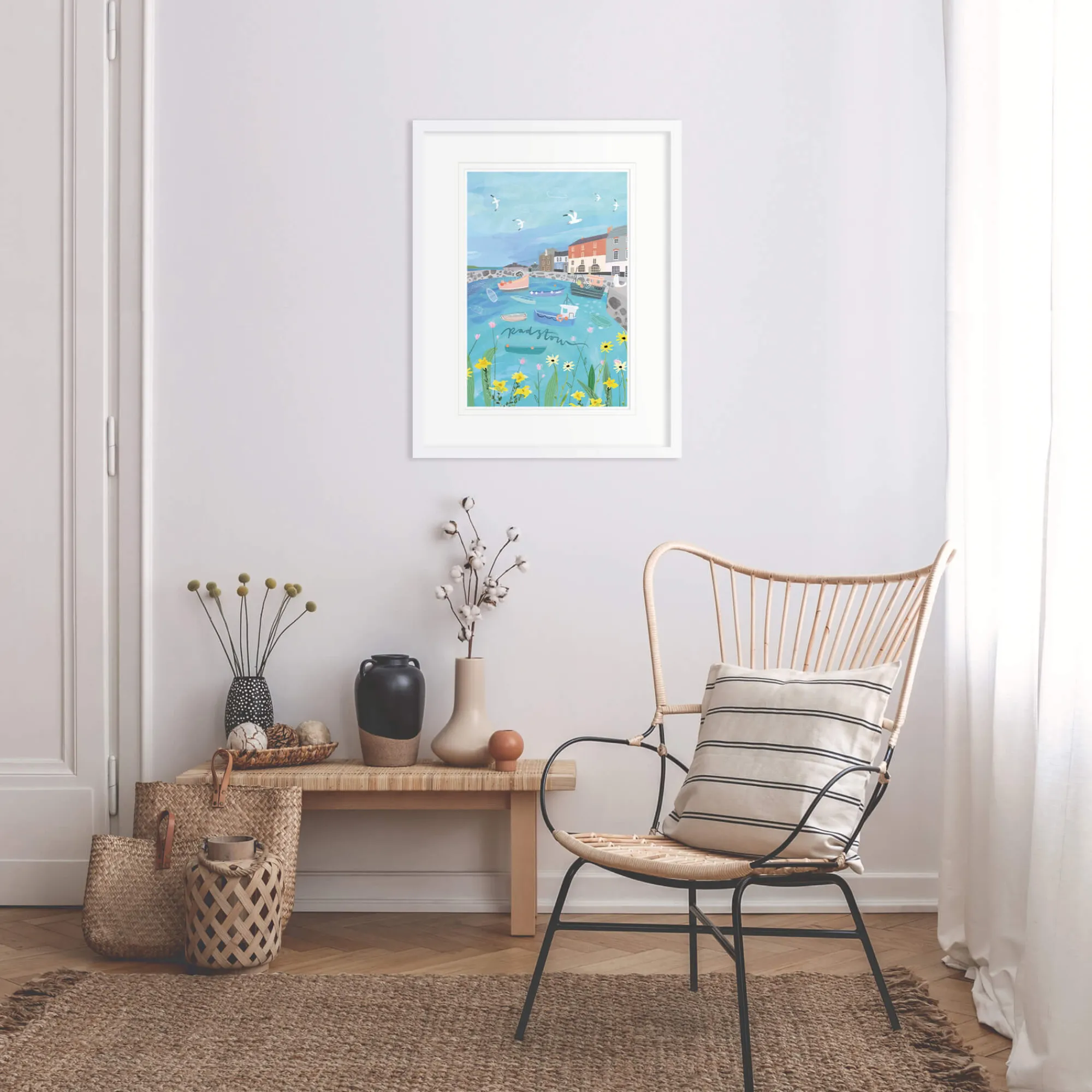 Padstow|Cornwall*Whistlefish Padstow Med Framed Print