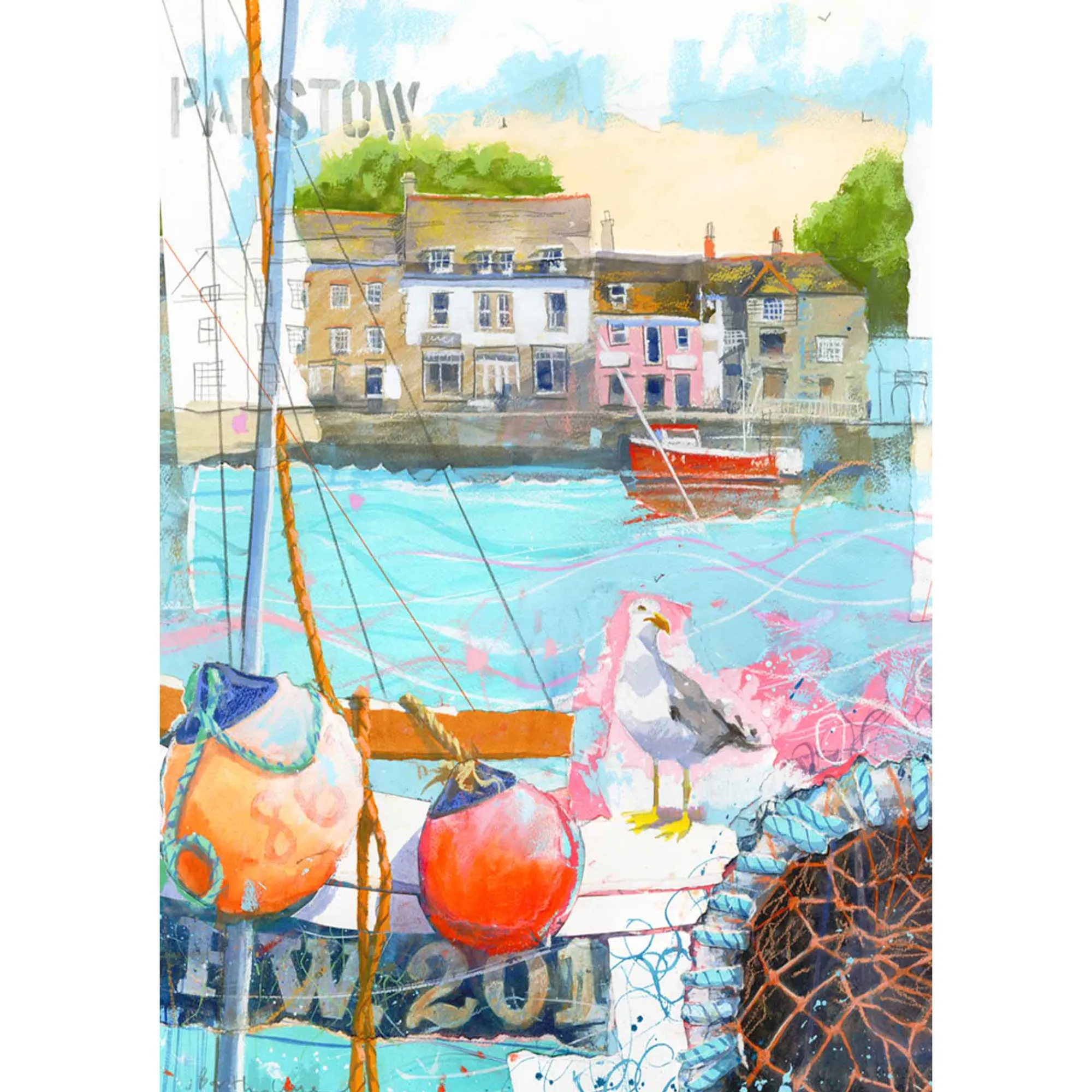 Unframed Prints*Whistlefish Padstow Montage Large Art Print