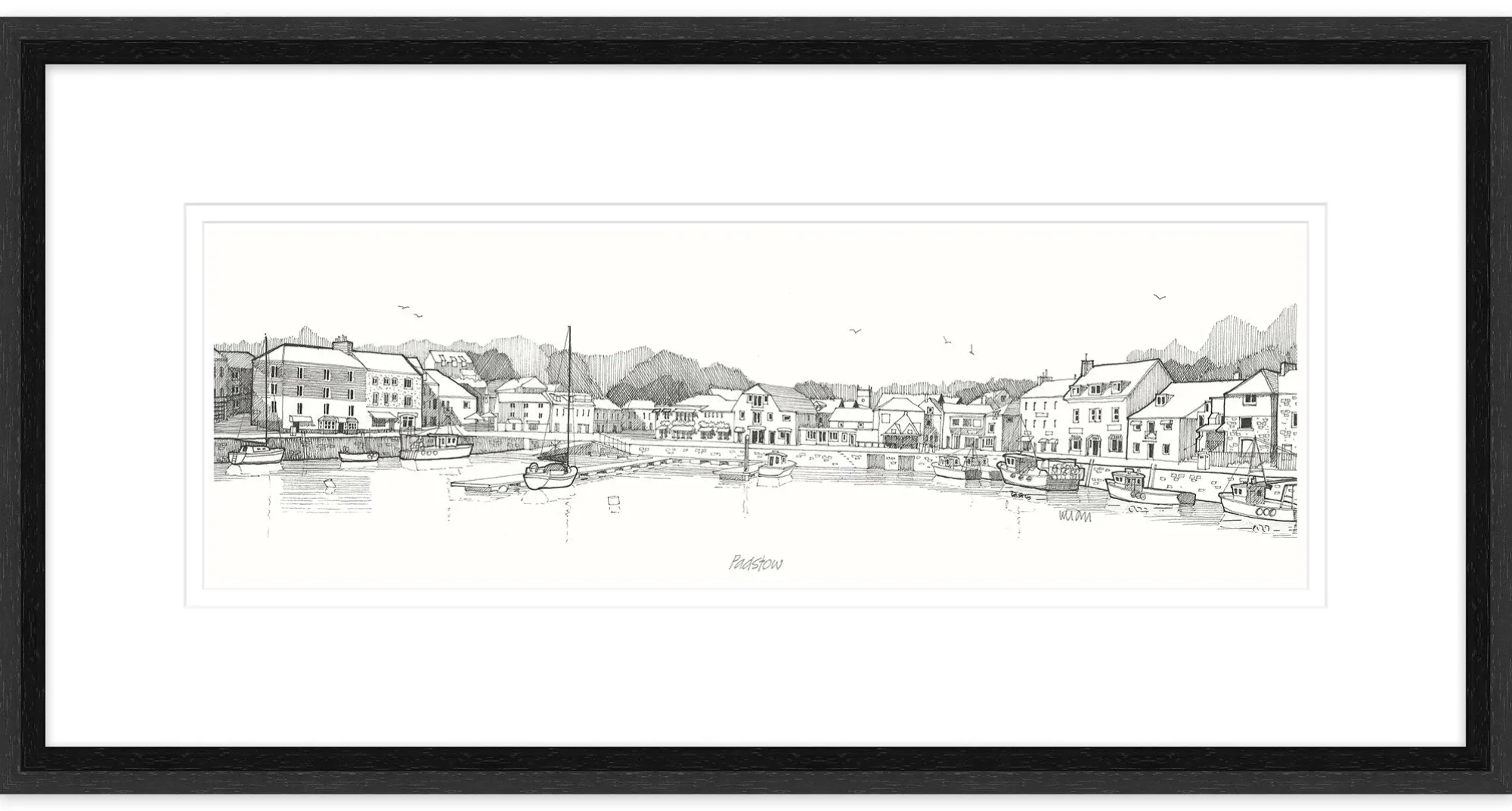 Padstow|Cornwall*Whistlefish Padstow Panoramic Docks Framed Print