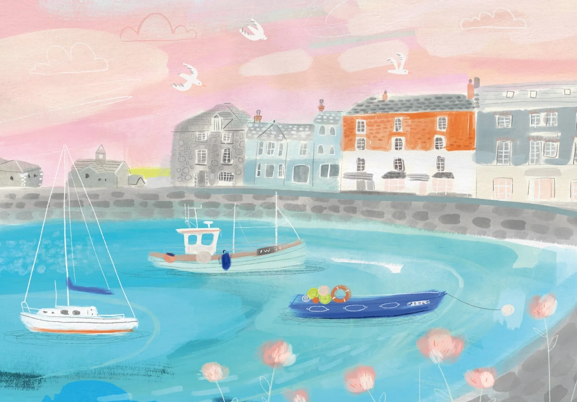 Unframed Prints*Whistlefish Padstow Pink Skies Art Print