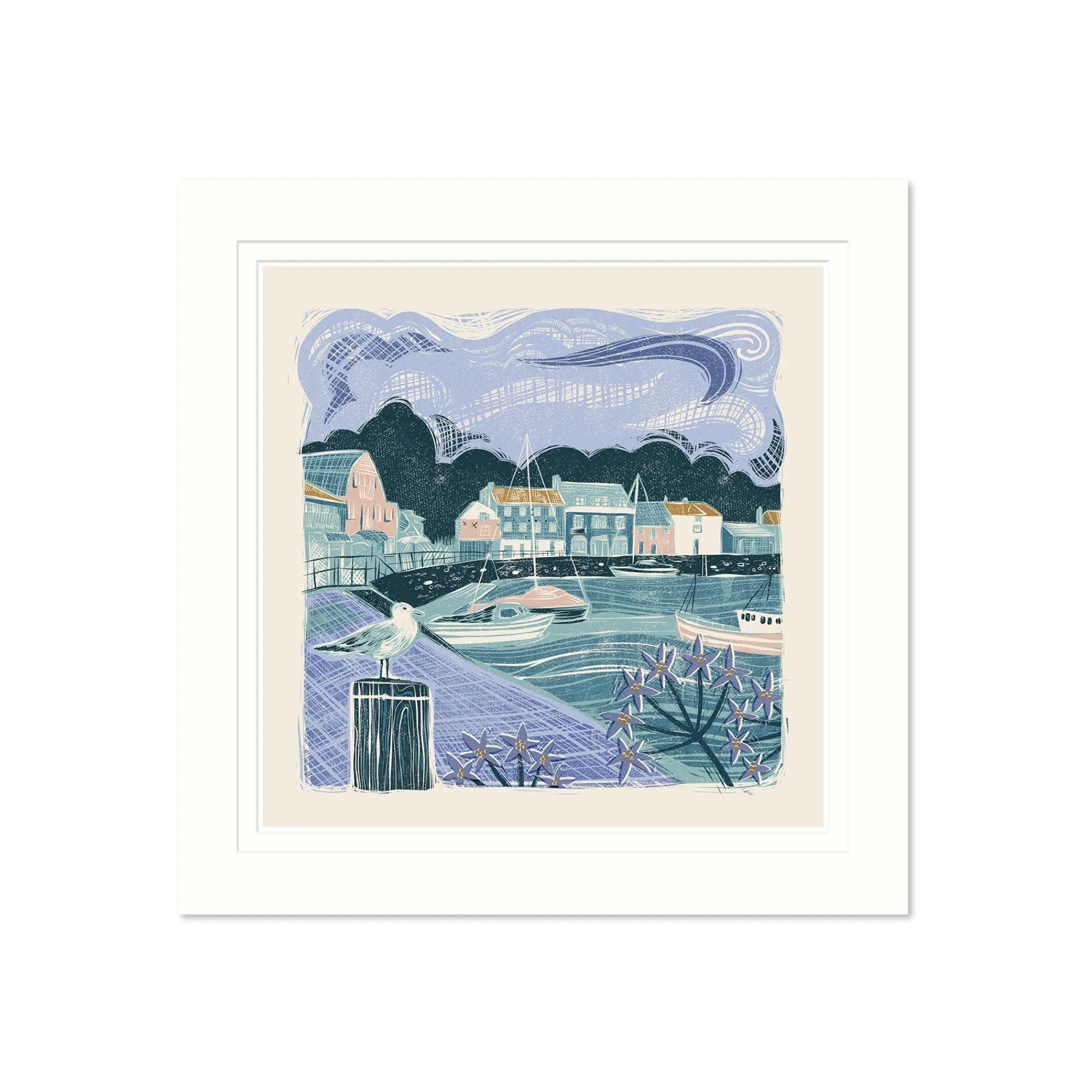 Padstow|Travel*Whistlefish Padstow Quay Summer Mounted Print