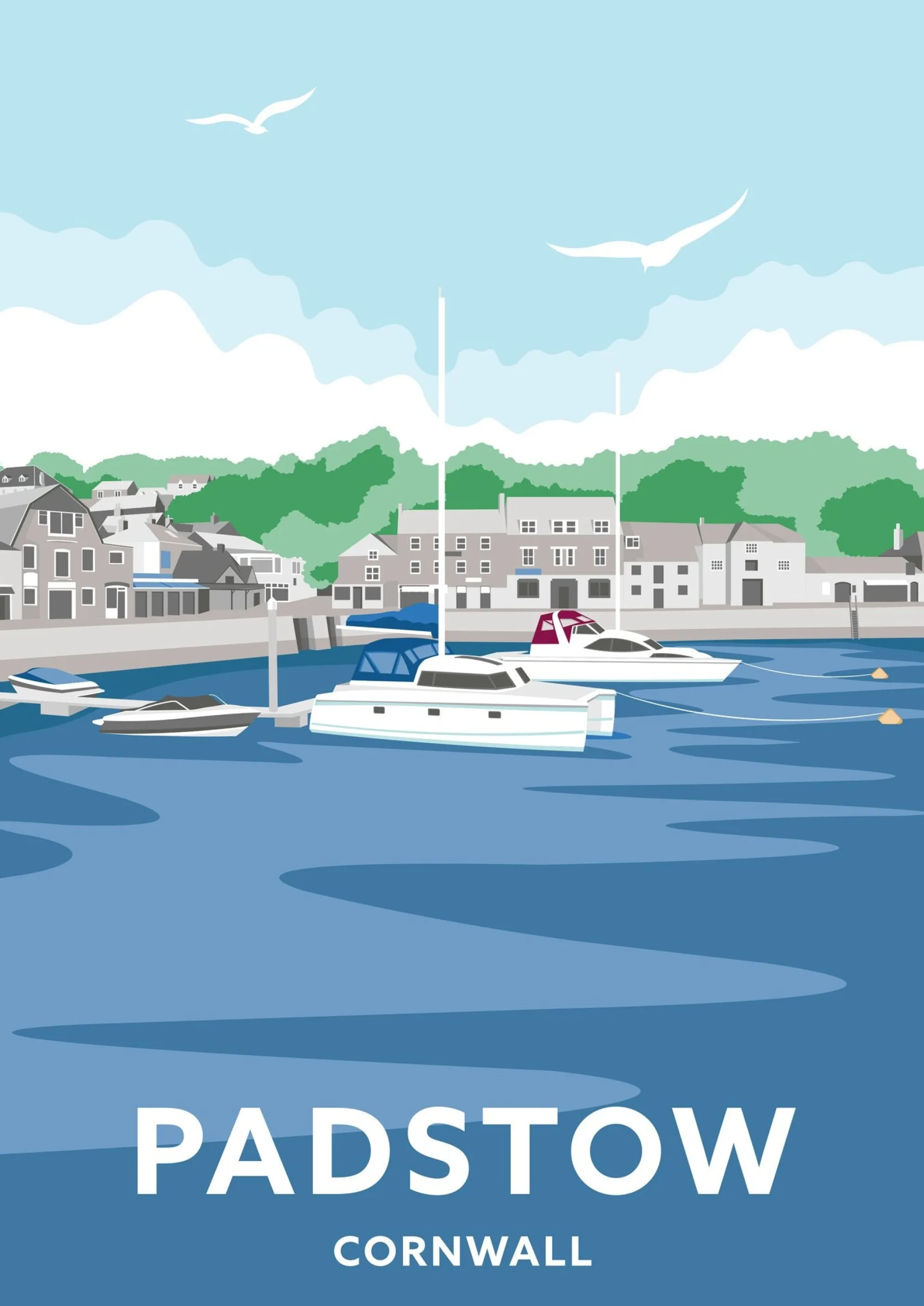 Unframed Prints*Whistlefish Padstow Strand Cornwall Travel Art Print