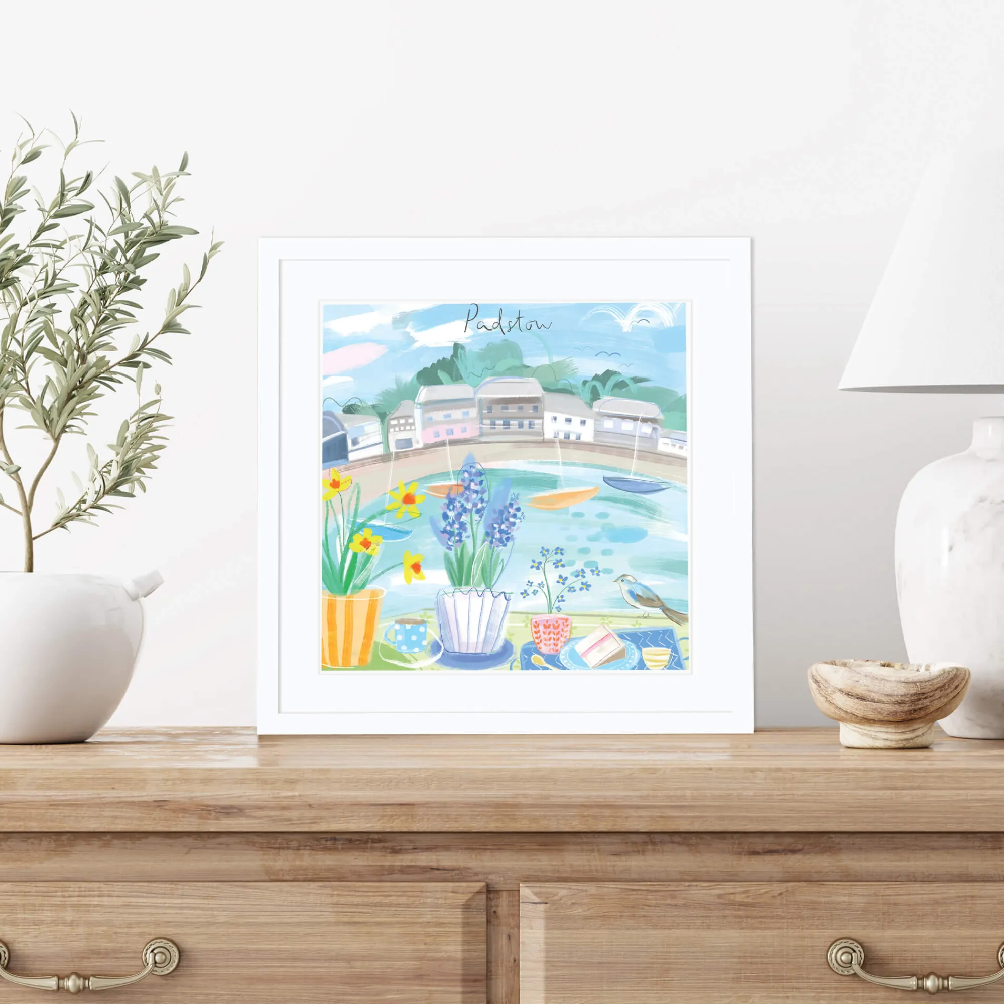 Padstow|Cornwall*Whistlefish Padstow Window View Small Framed Print