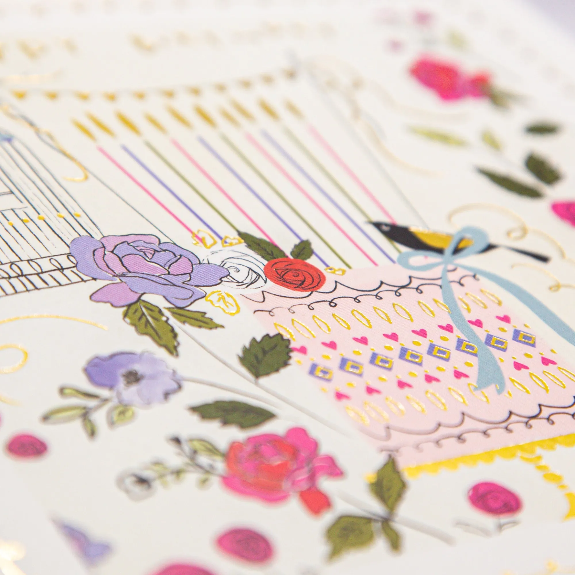 Birthday|For Her*Whistlefish Painted Pink Birthday Cake Card