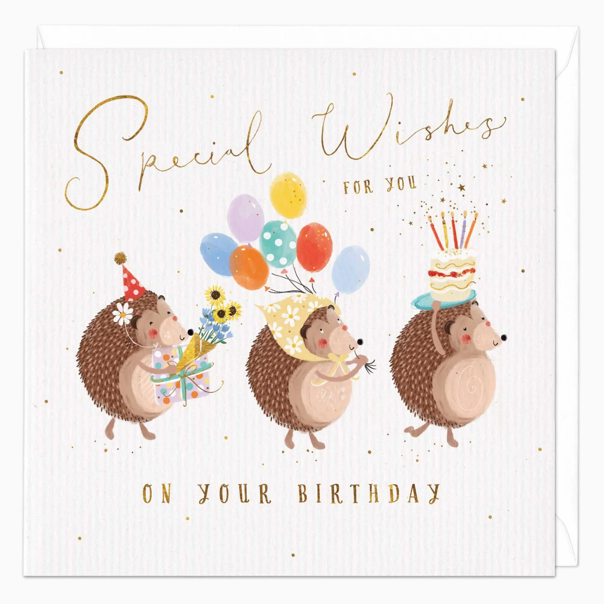 Birthday|For Children*Whistlefish Party Hedgehogs Birthday Card