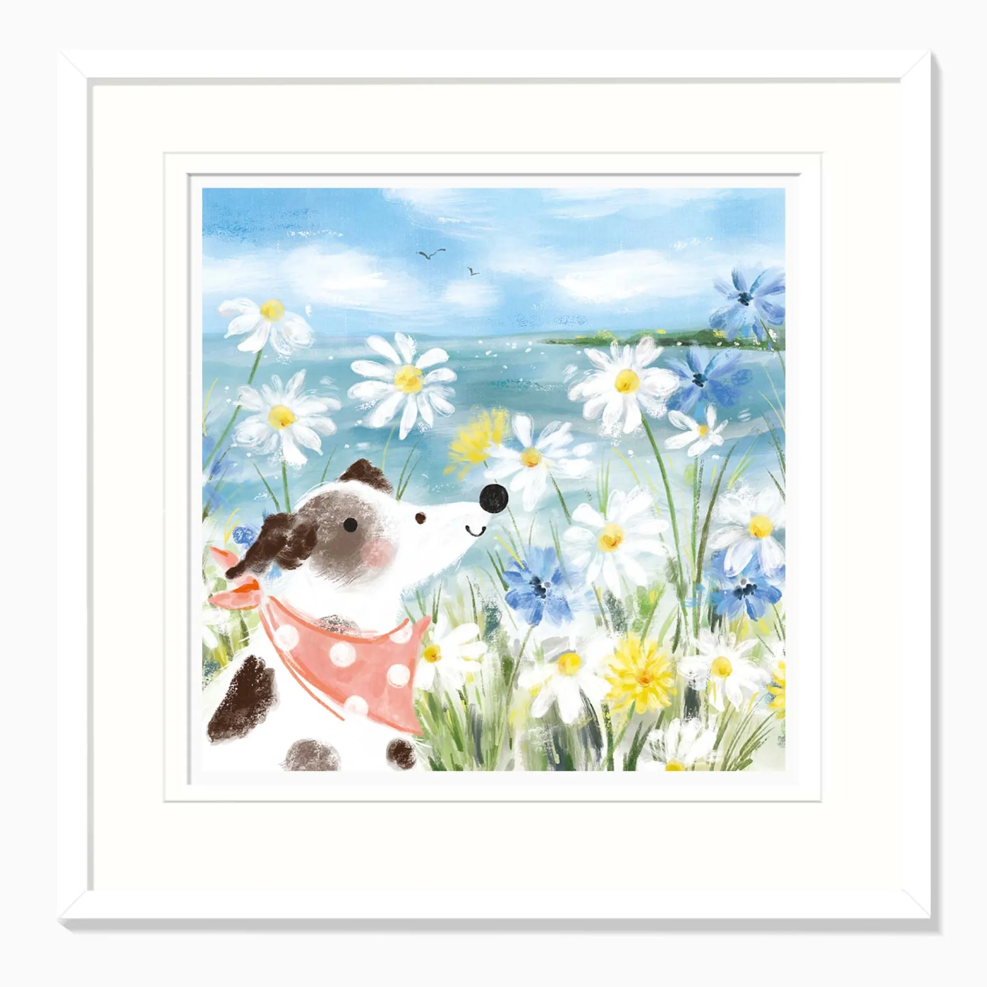 Floral & Flowers|Coastal Scenes*Whistlefish Patch and the Daisies Framed Print