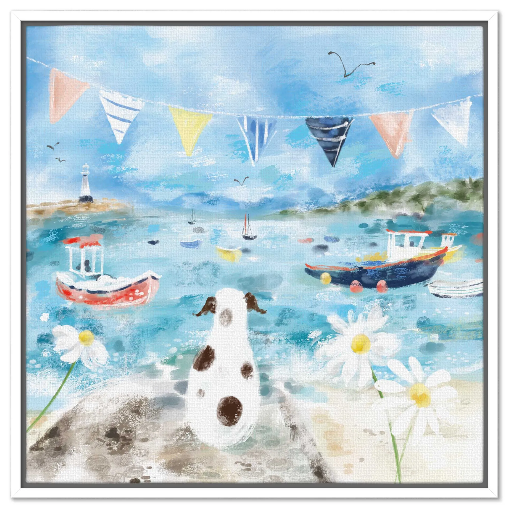 Floral & Flowers|Coastal Scenes*Whistlefish Patch at the Harbour Framed Canvas