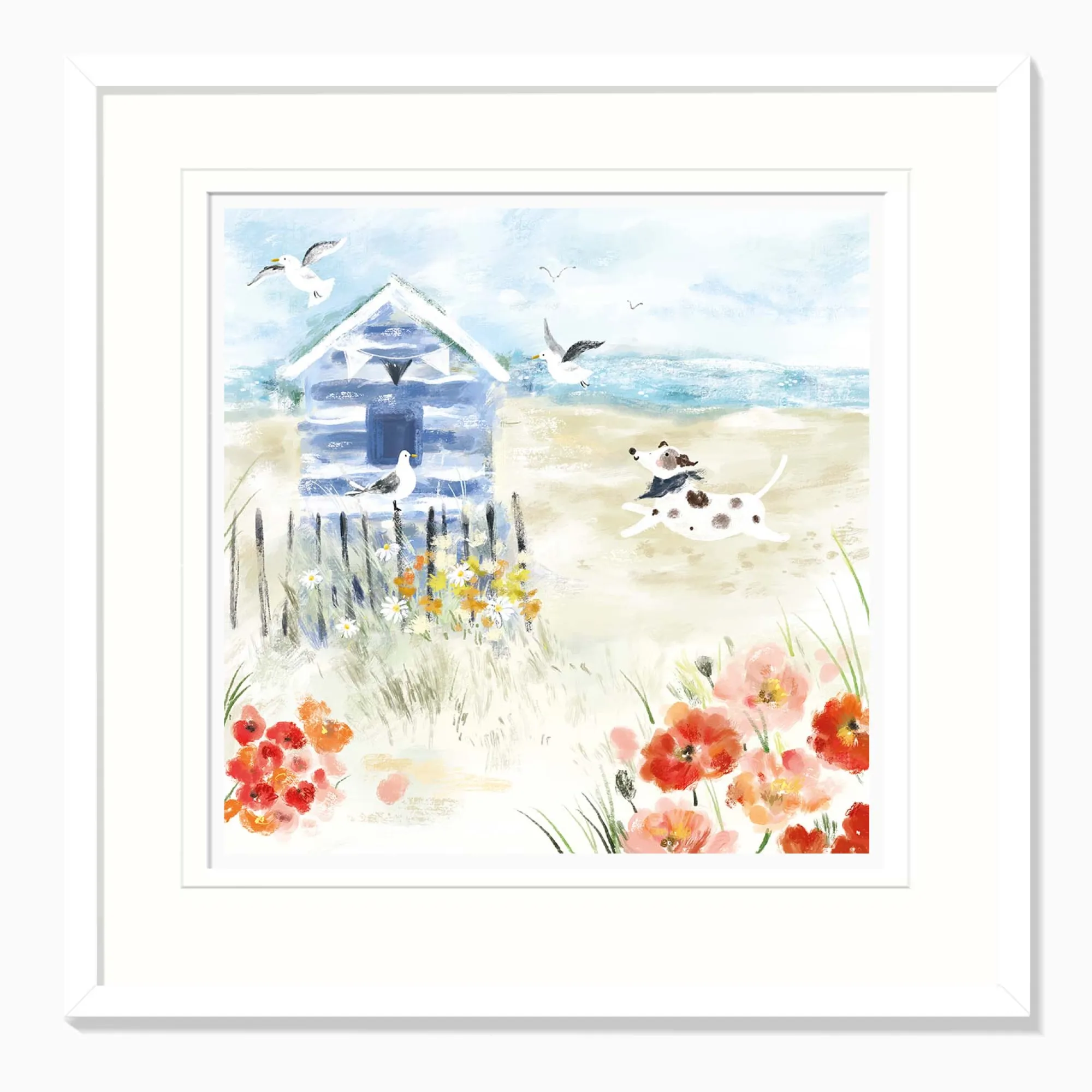 Floral & Flowers|Coastal Scenes*Whistlefish Patch by the Beach Hut Framed Print