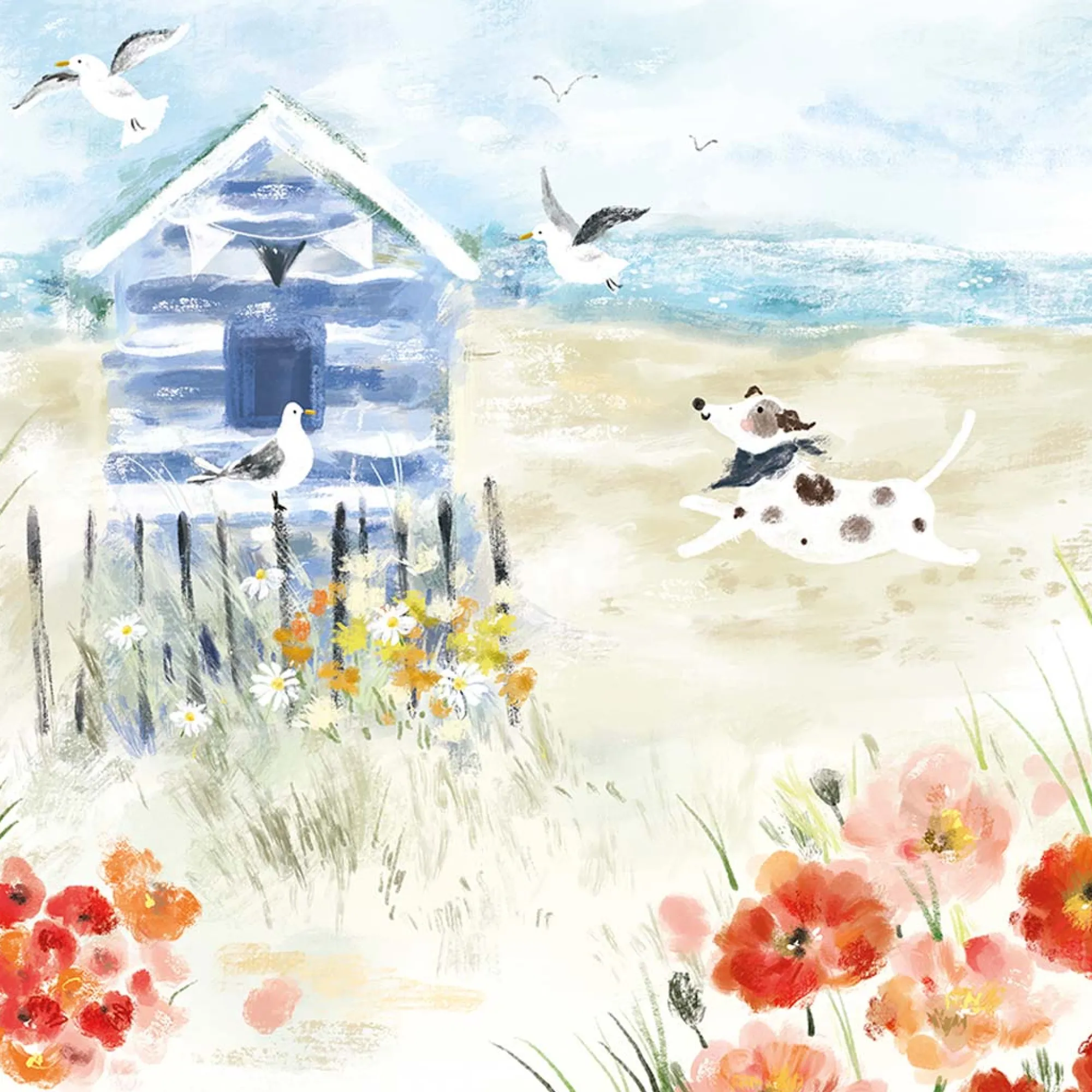 Floral & Flowers|Coastal Scenes*Whistlefish Patch by the Beach Hut Framed Print
