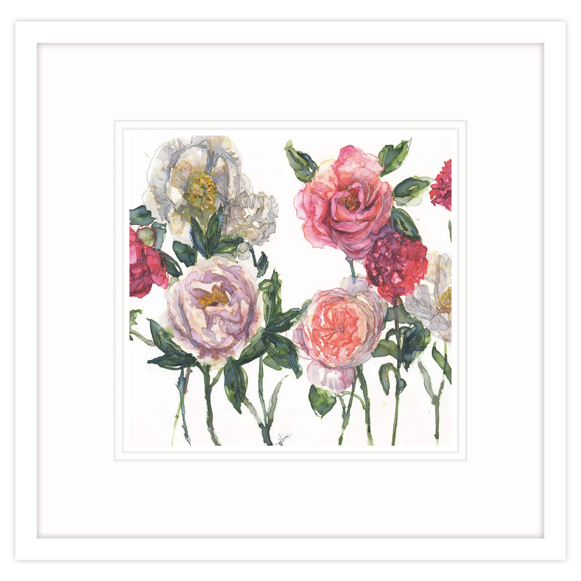 Floral & Flowers|Framed Prints*Whistlefish Peonies, Rose & Carnations Framed Print