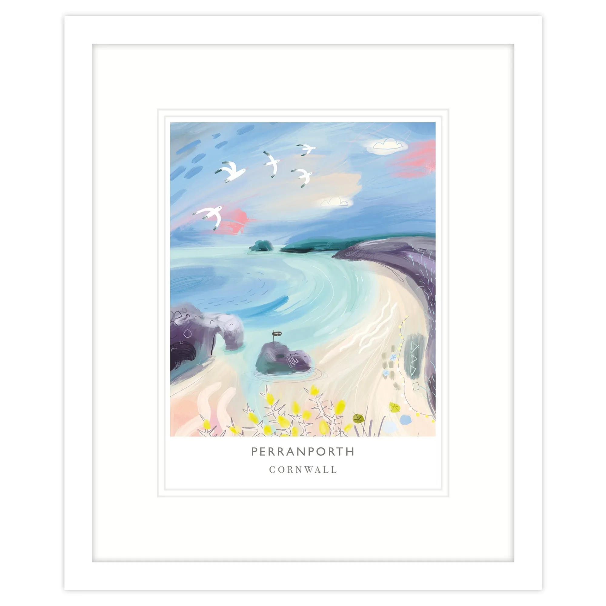 Cornwall|Coastal Scenes*Whistlefish Perranporth Beach Framed Print