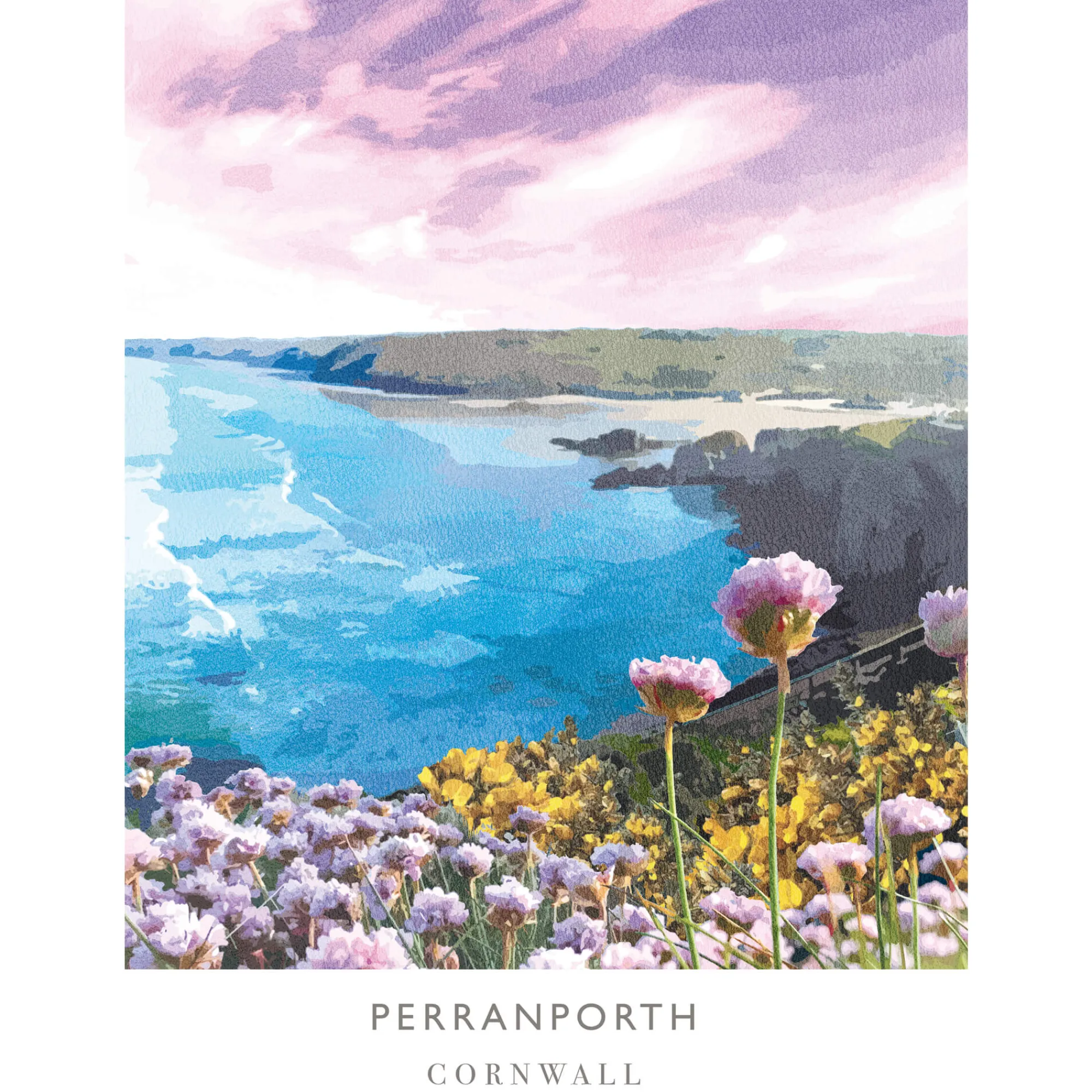 Unframed Prints*Whistlefish Perranporth Coastal Travel Art Print