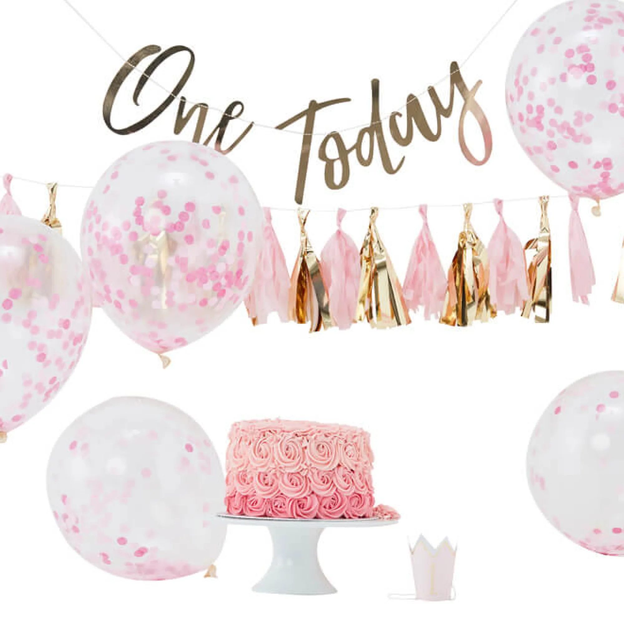 Balloons*Whistlefish Pink Baby Cake Smash 1St Birthday Kit