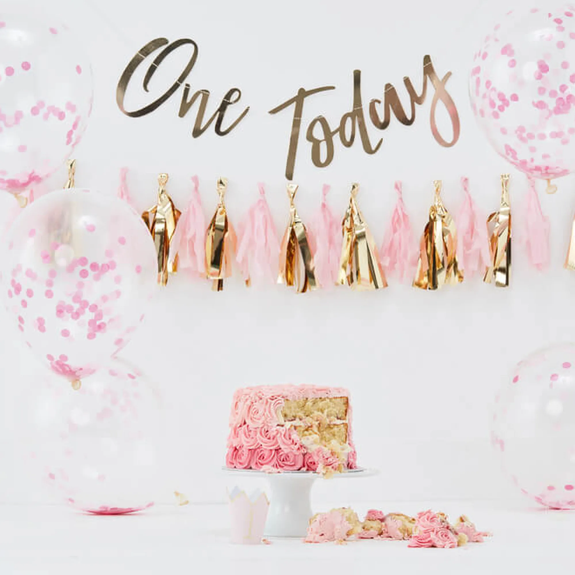 Balloons*Whistlefish Pink Baby Cake Smash 1St Birthday Kit
