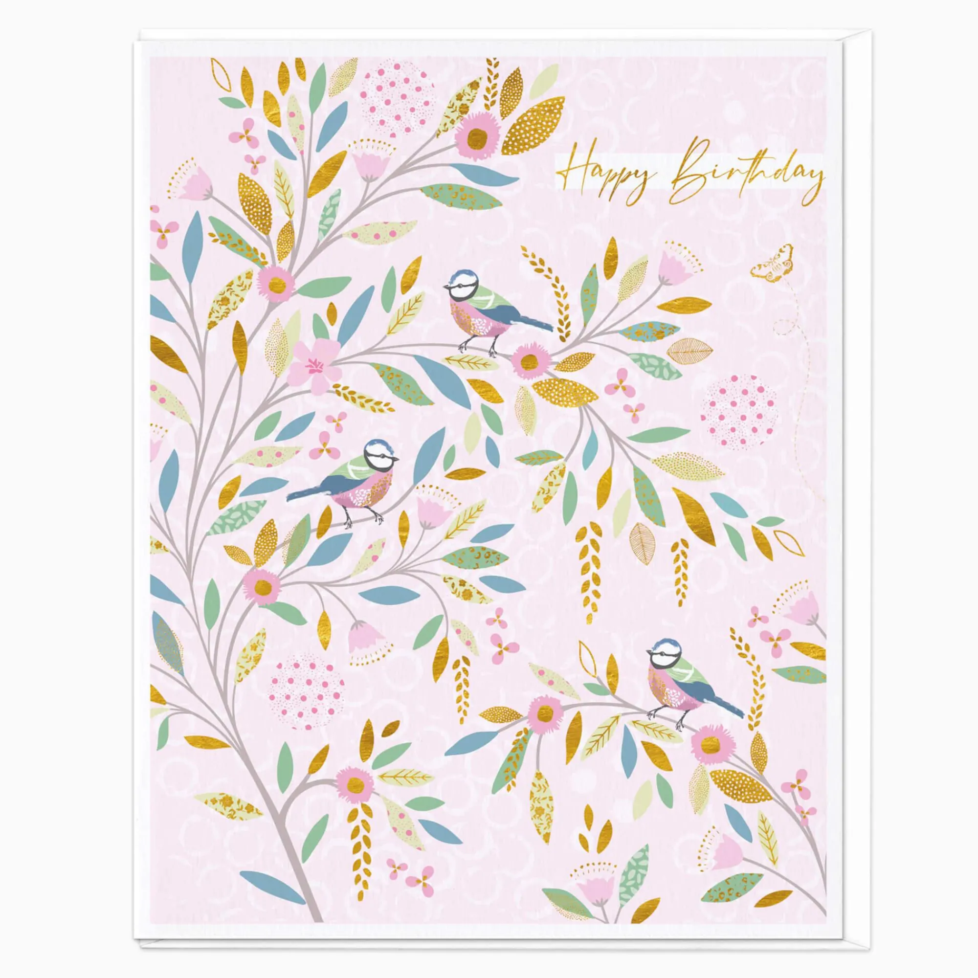 Birthday|For Her*Whistlefish Pink Birds Birthday Card
