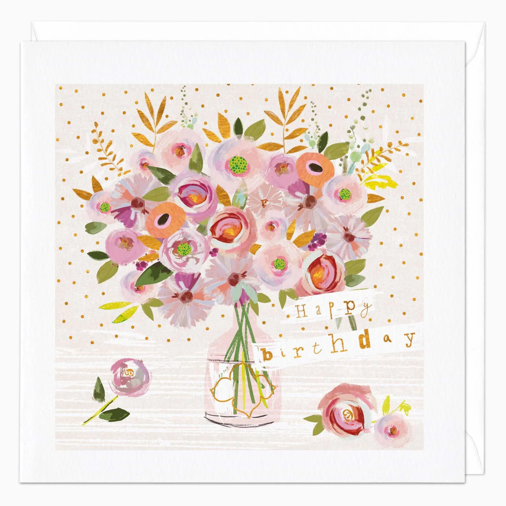 Thinking Of You|Birthday*Whistlefish Pink Flower Vase Birthday Card