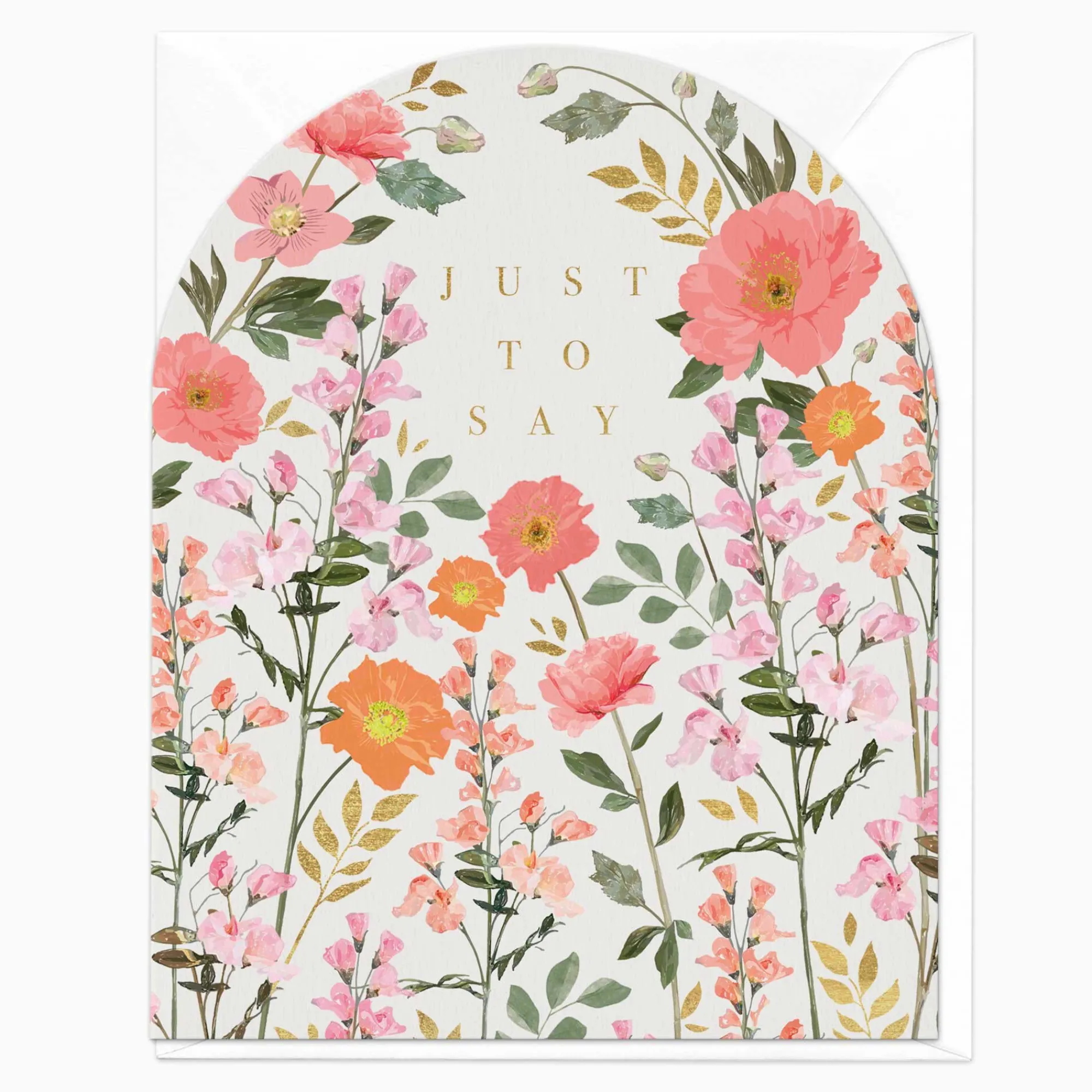 Just To Say*Whistlefish Pink Flowers Just To Say Arch Card