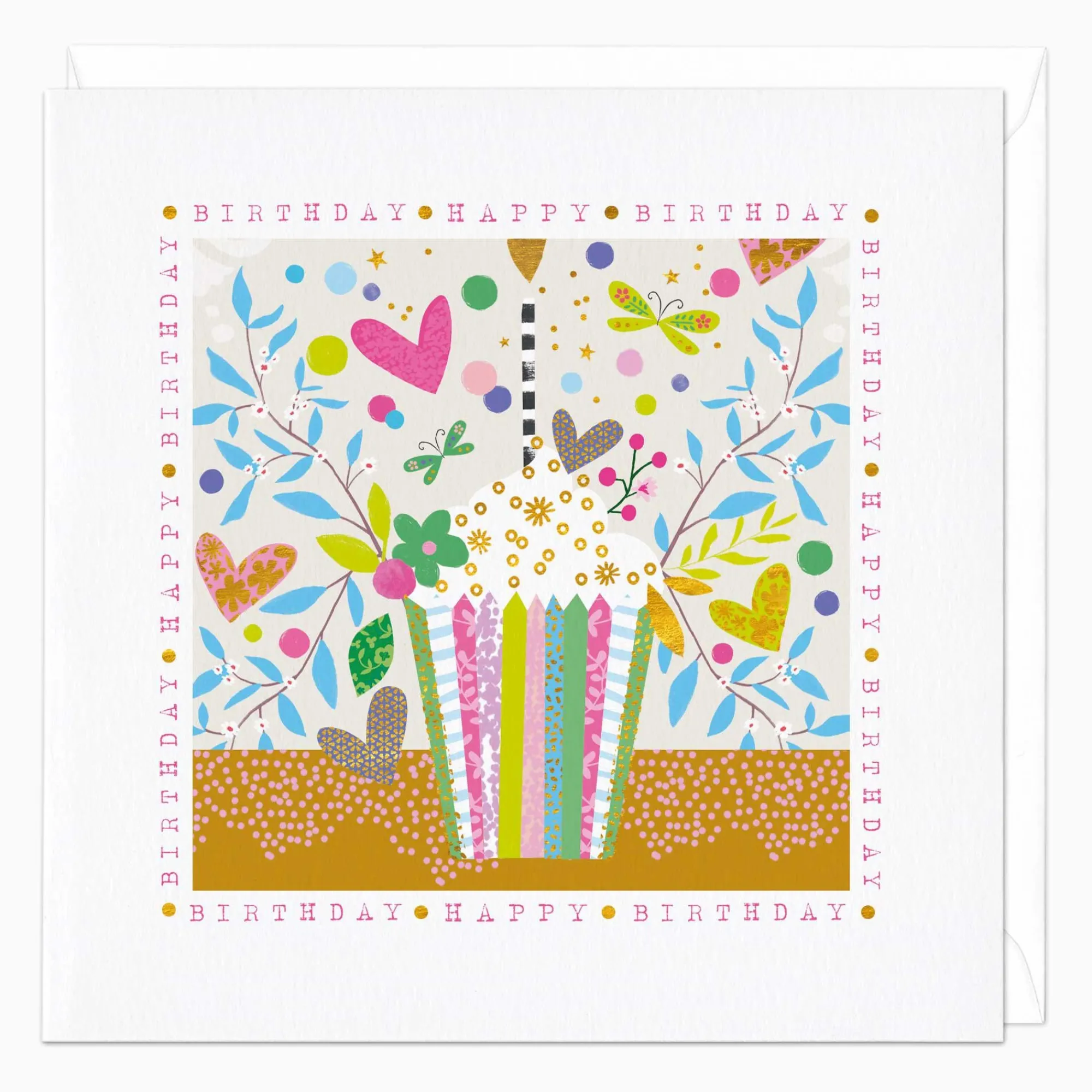 Birthday|For Her*Whistlefish Pink Heart Cupcake Birthday Card