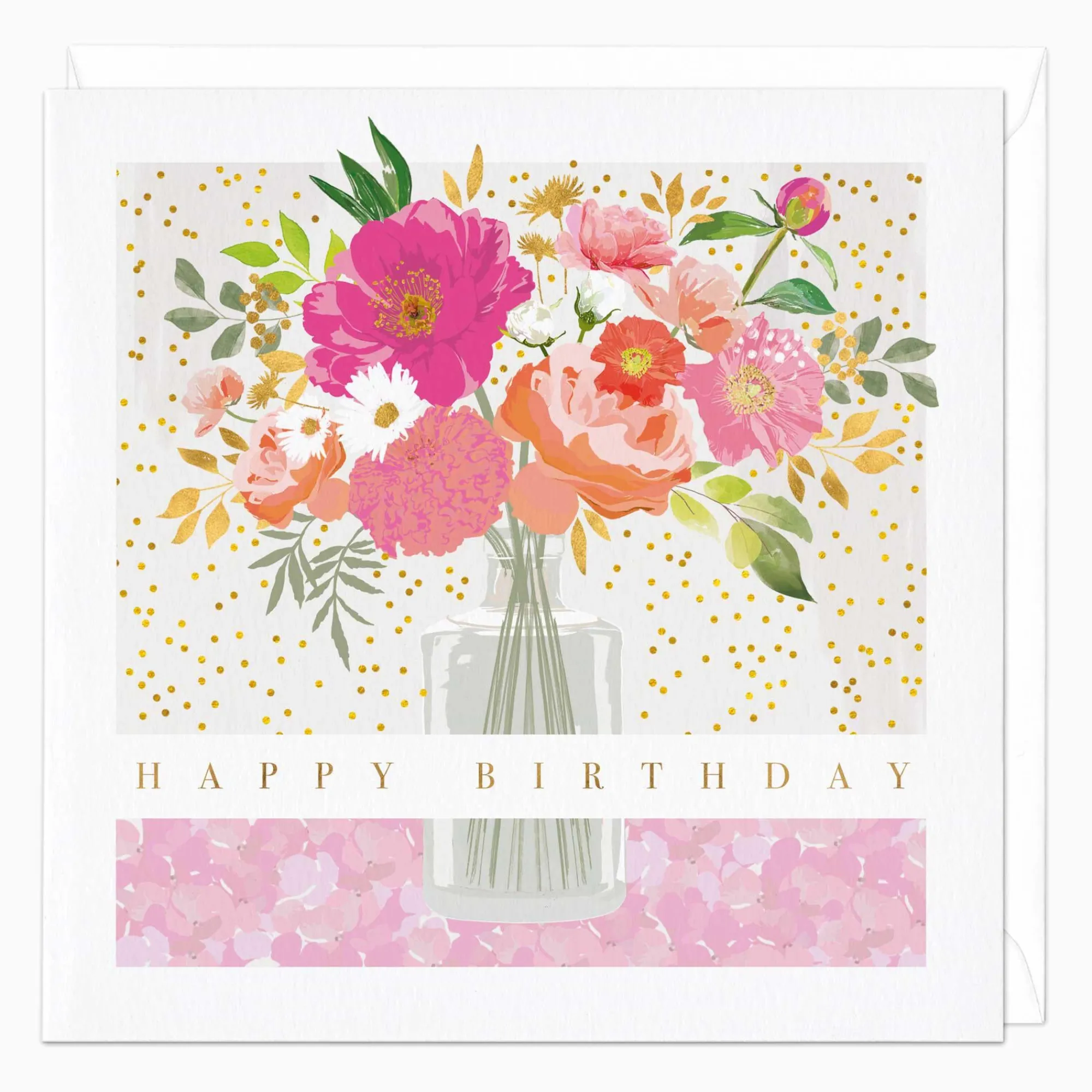 Birthday*Whistlefish Pink Vase Birthday Card