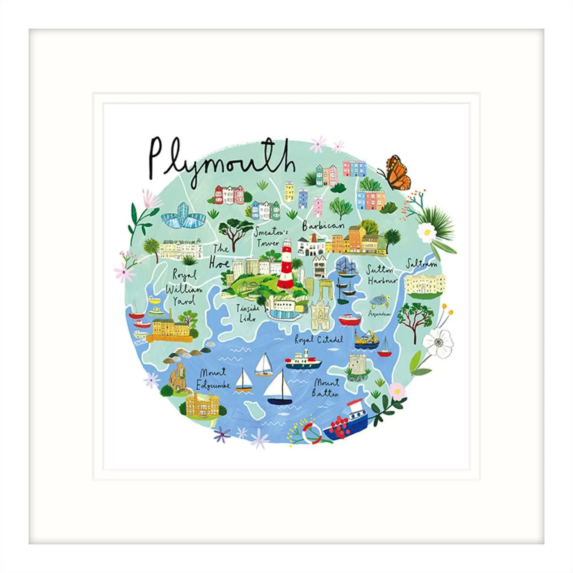 Devon|Framed Prints*Whistlefish Plymouth Framed Print