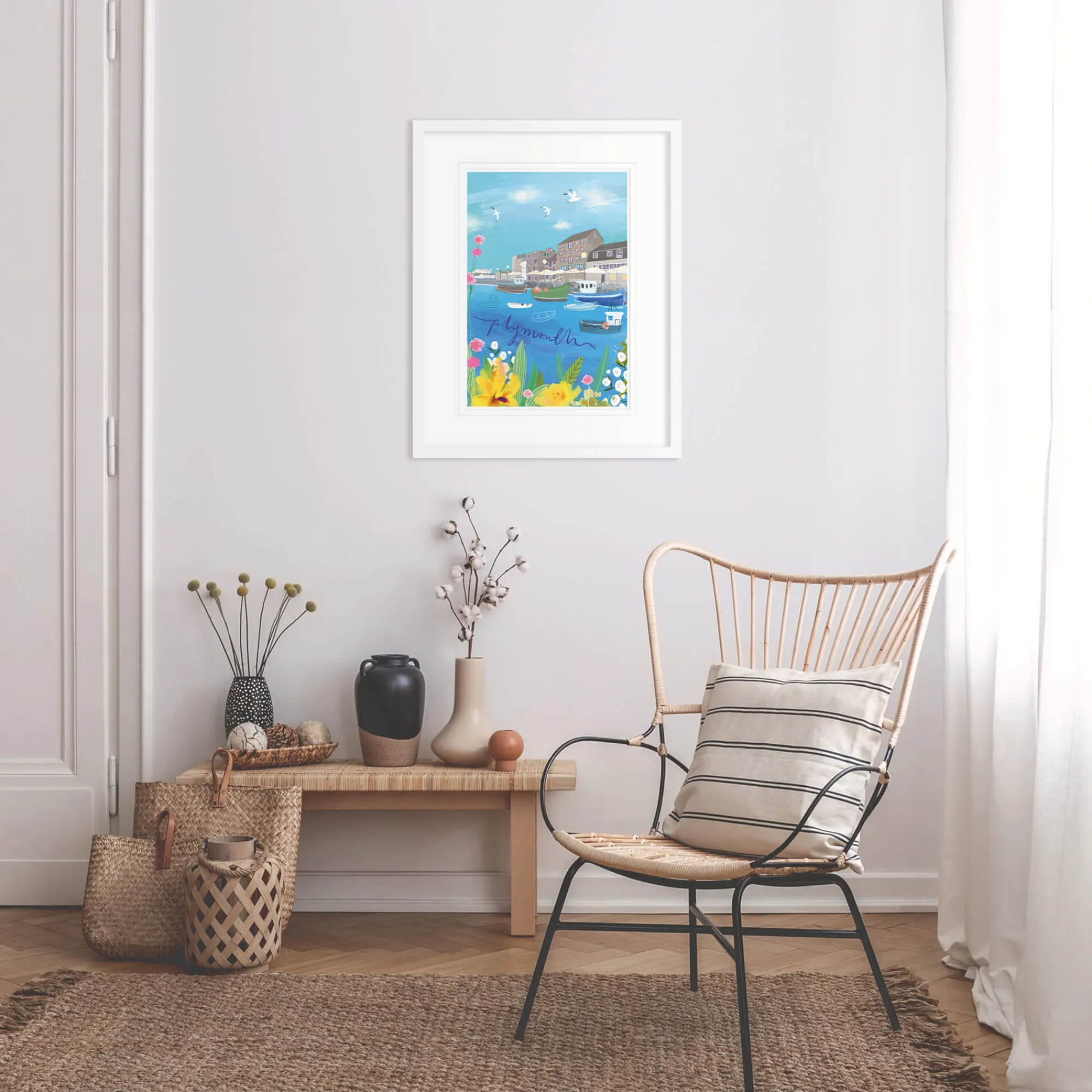 Devon|Cornwall*Whistlefish Plymouth Med Framed Print