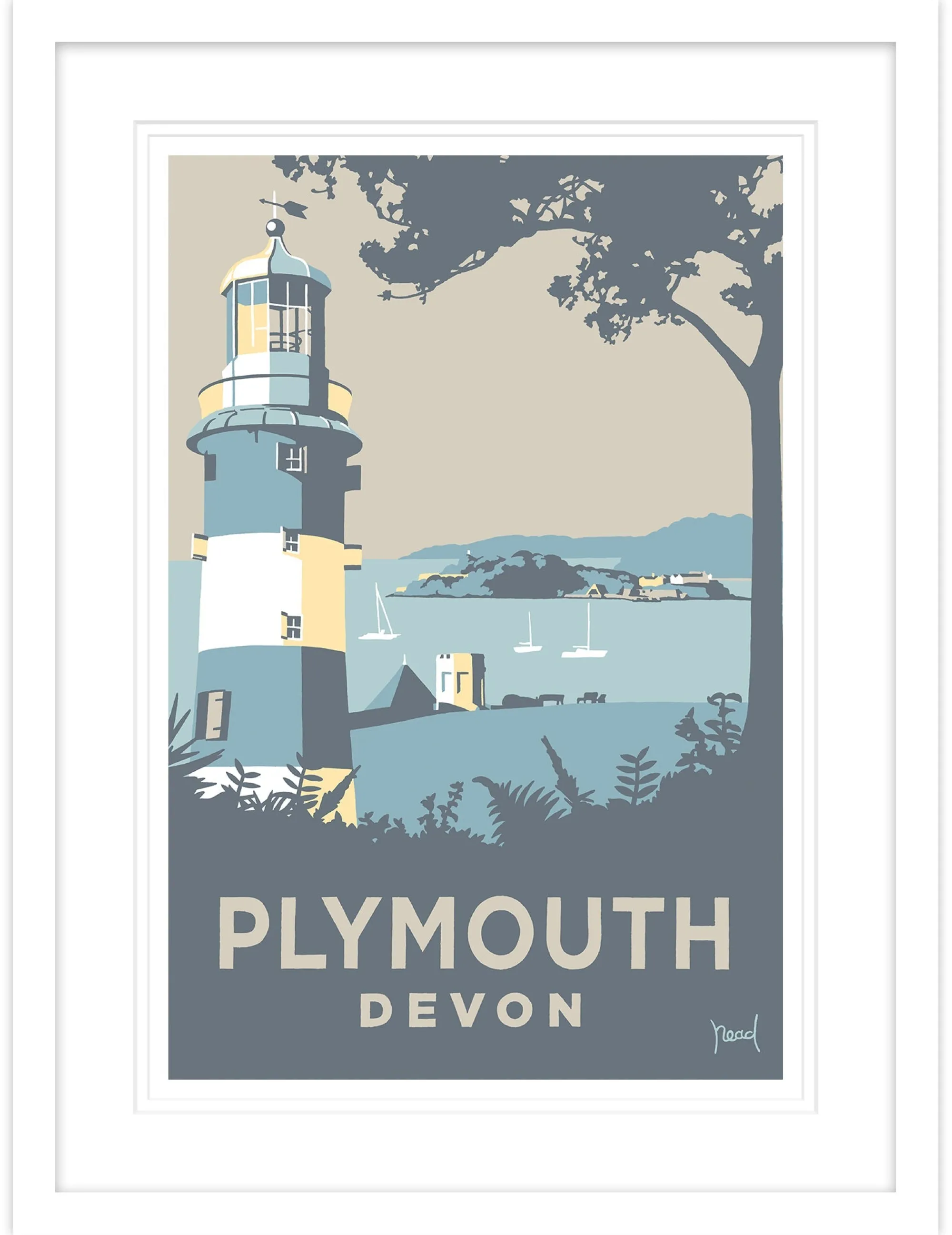 Devon|Travel*Whistlefish Plymouth Small Framed Print