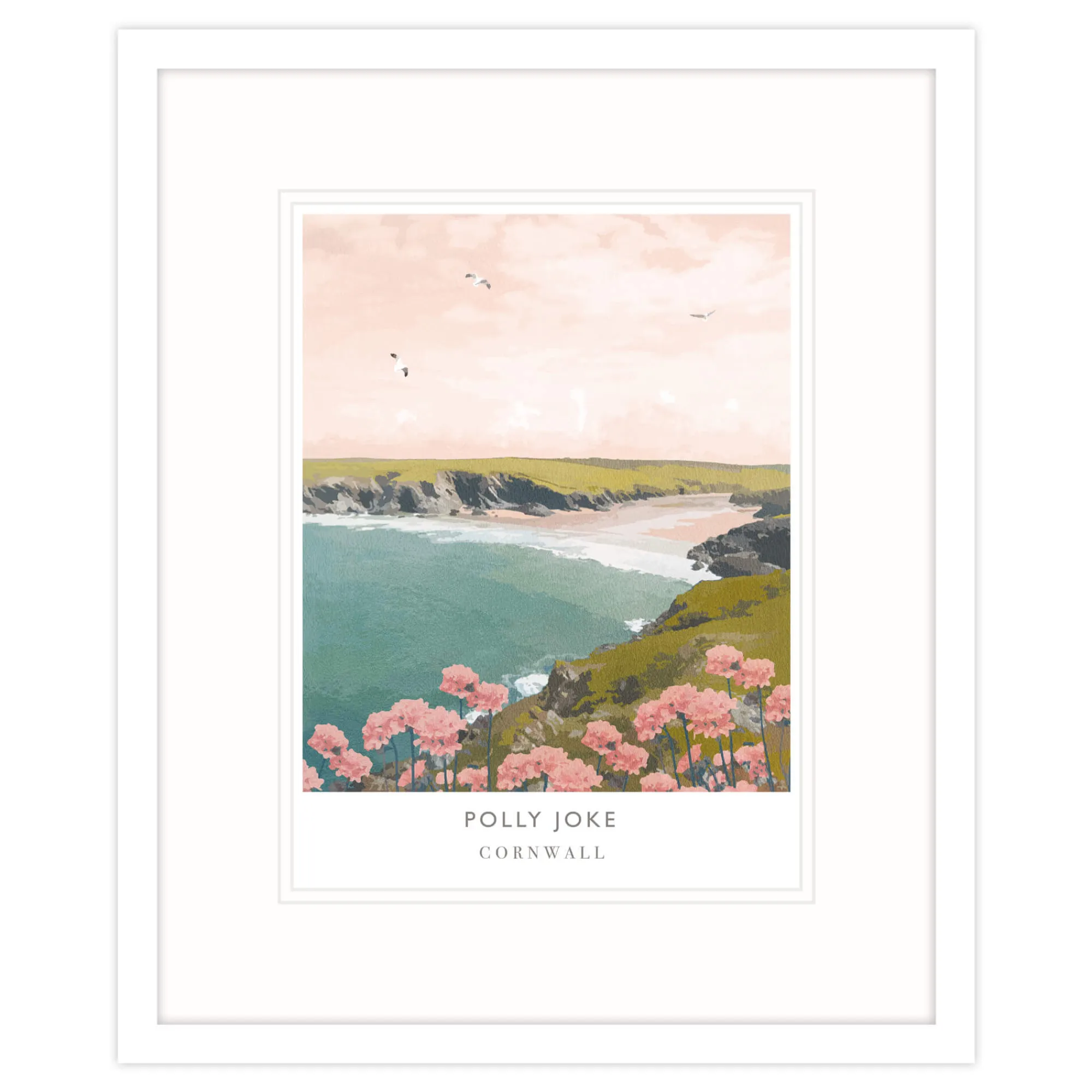 Cornwall|Travel*Whistlefish Polly Joke Pink Poppies Framed Print
