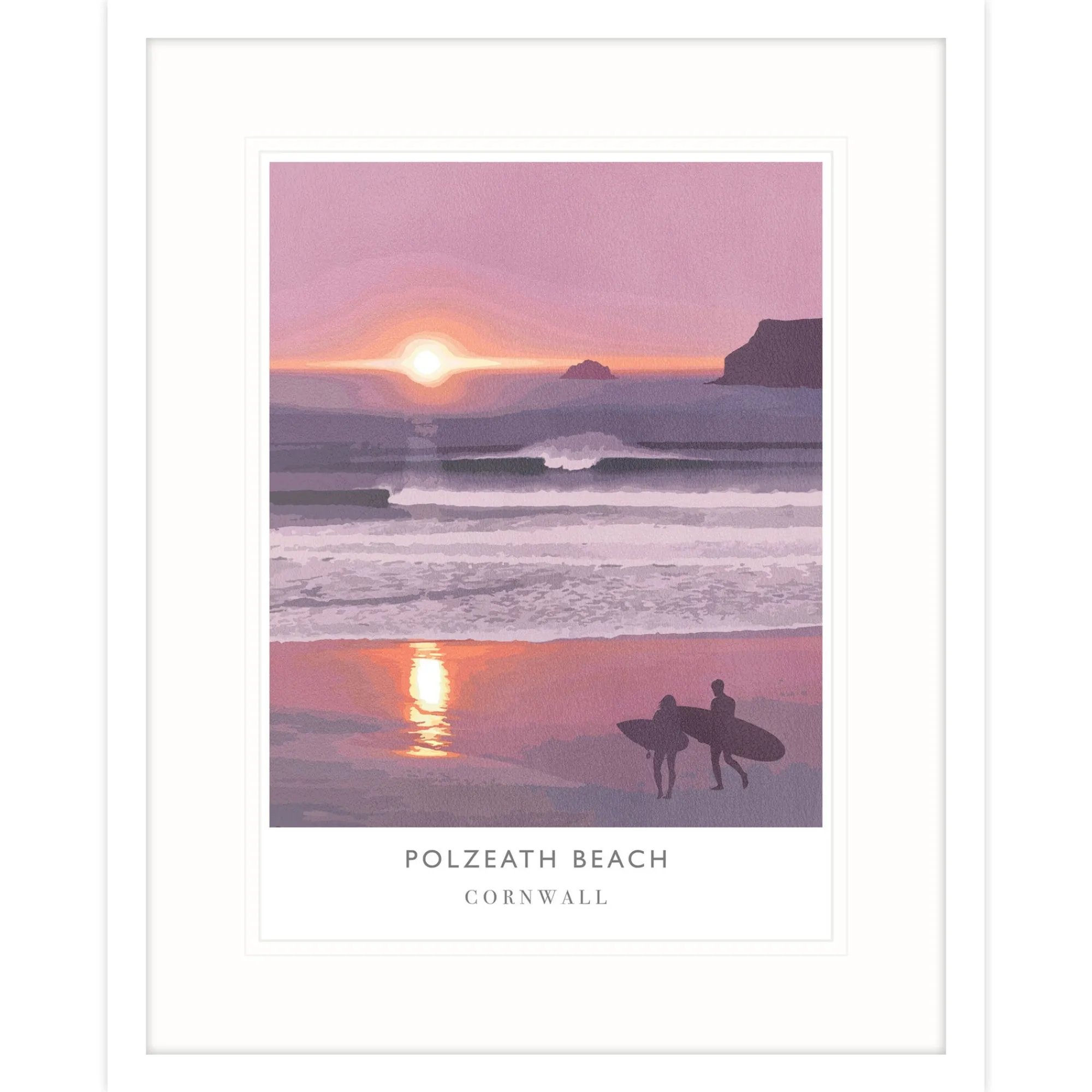 Travel|Framed Prints*Whistlefish Polzeath Sunset Large Travel Framed Print