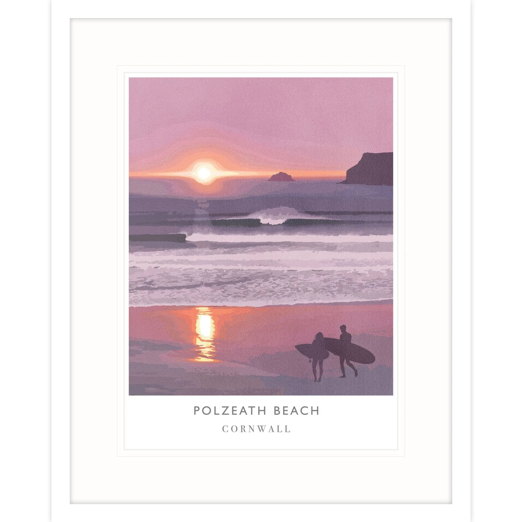 Cornwall|Travel*Whistlefish Polzeath Sunset Travel Framed Print