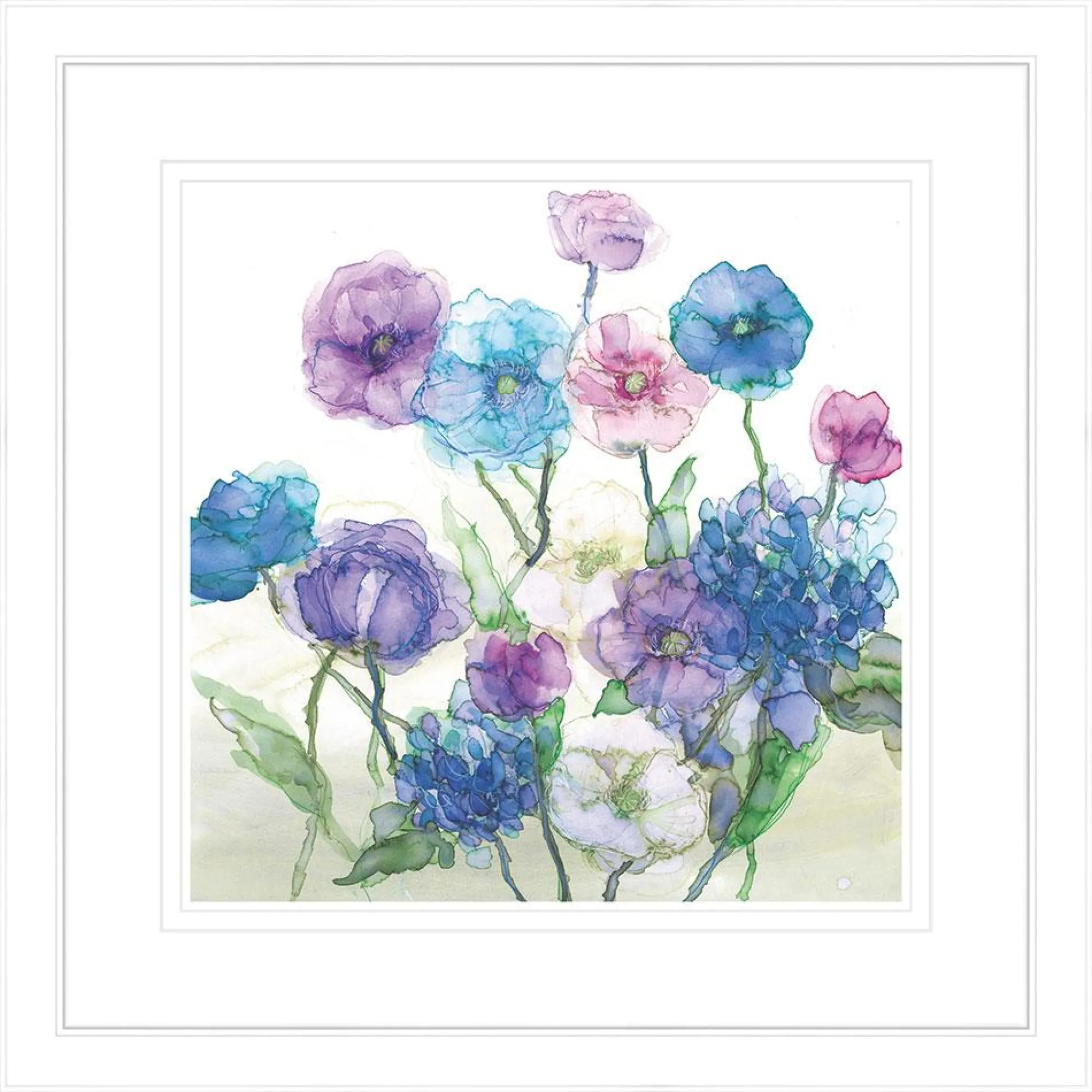 Framed Prints*Whistlefish Poppies & Hydrangeas Framed Print