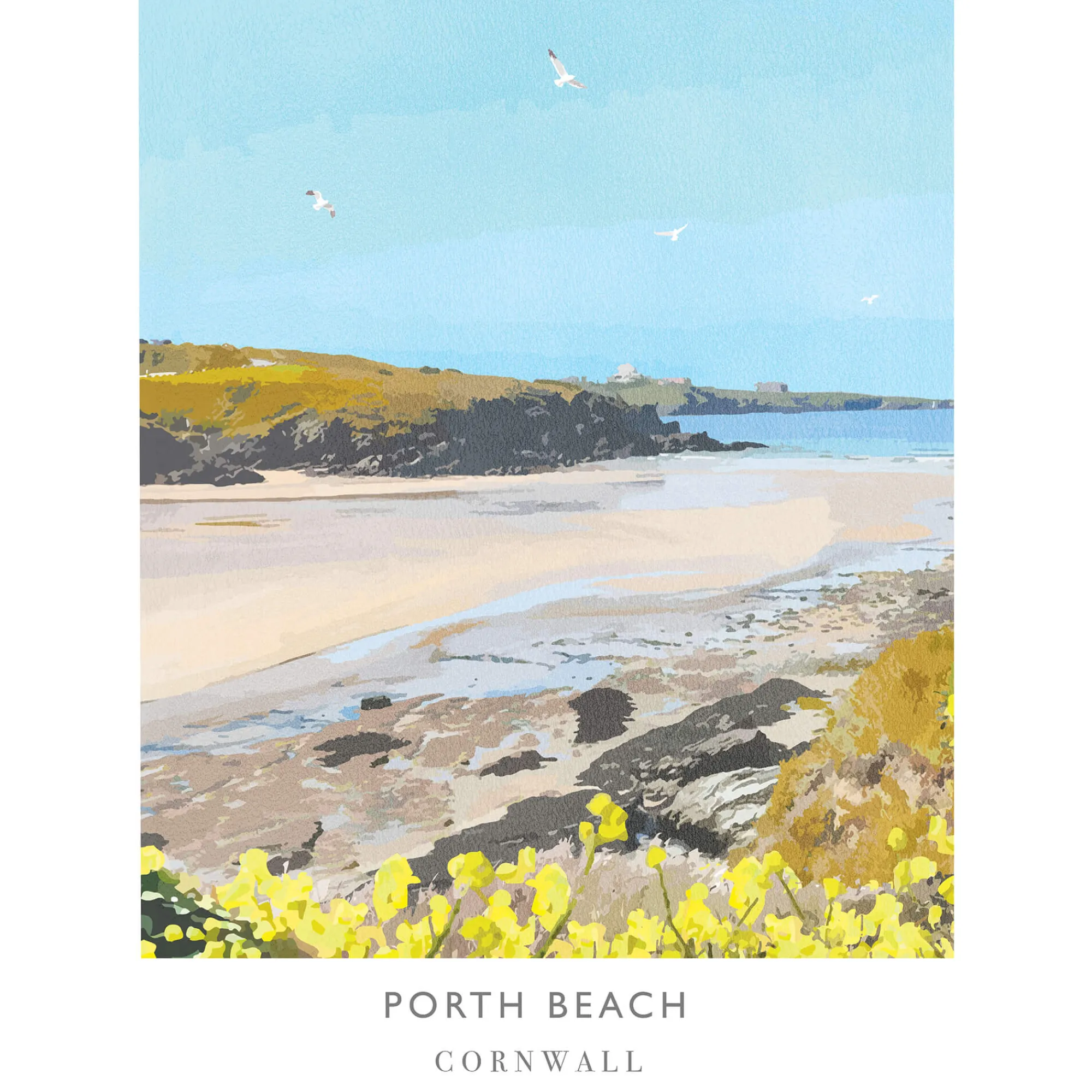 Unframed Prints*Whistlefish Porth Beach Newquay Art Print