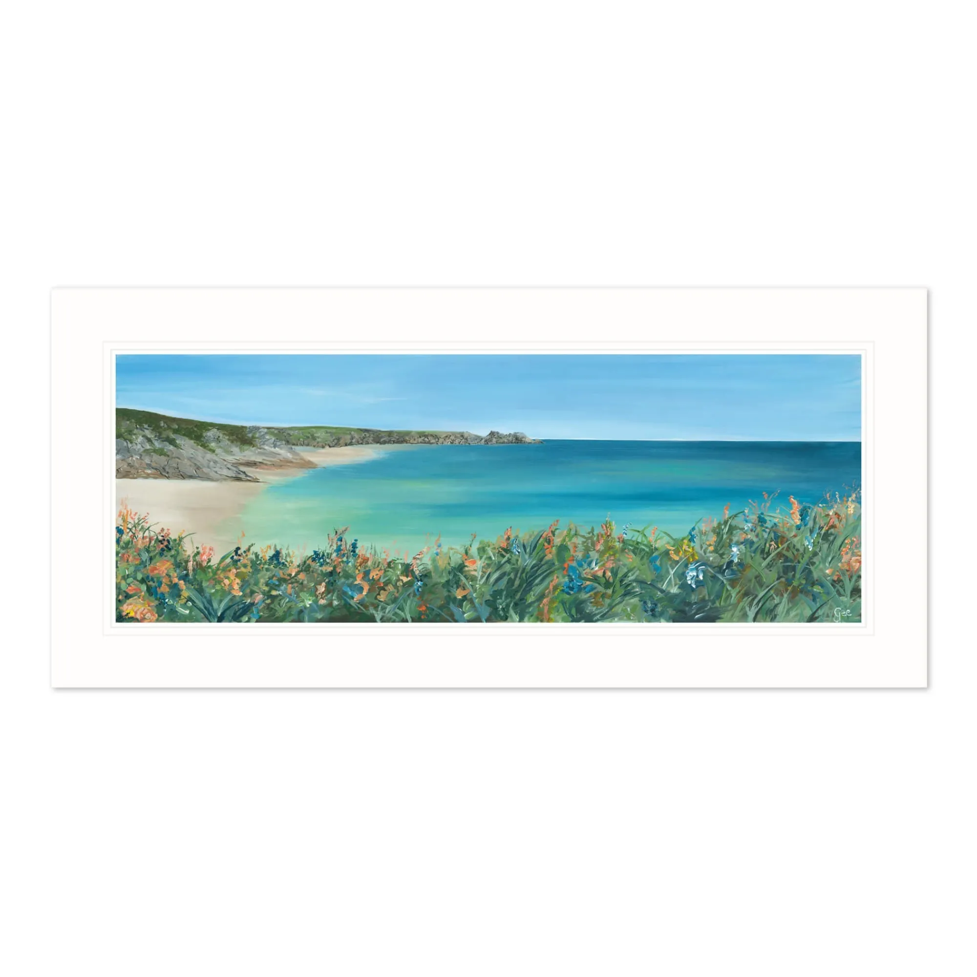 Cornwall|Mounted Prints*Whistlefish Porthcurno Cliffside Mounted Print